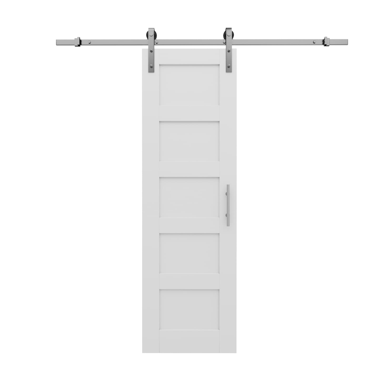 JUJUBON IN-BDN5-24 24-in x 80-in White Square MDF Solid core Single Barn Door (Hardware Included)