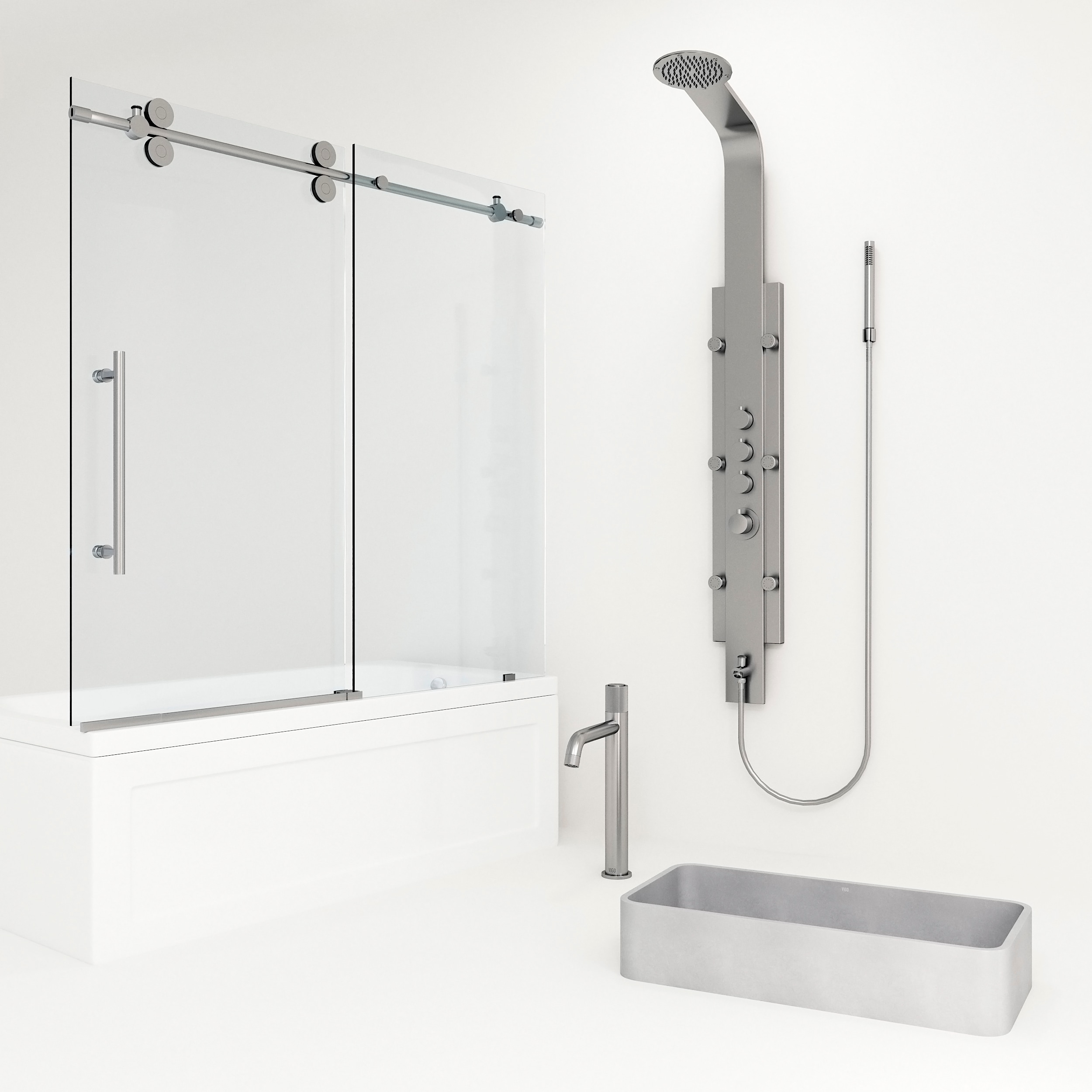 Modern Minimalist Stainless Steel Bathroom Suite 