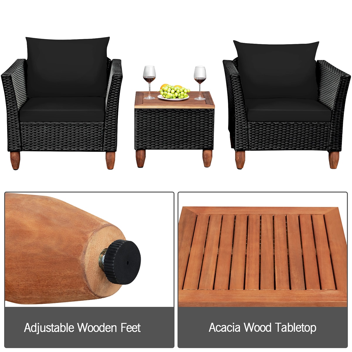 Forclover HYFE-66532BK Patio-Conversation-Sets - View #2