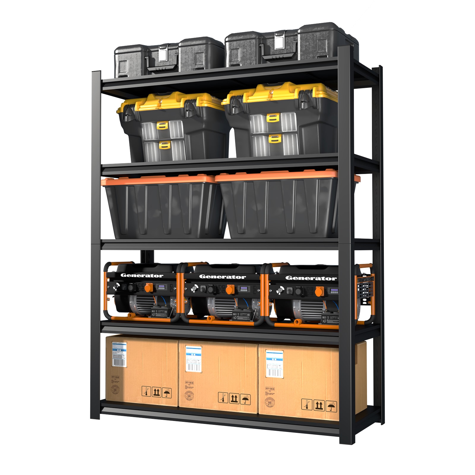 Maocao Hoom 59-in W x 23.62-in D x 72-in H Heavy Duty Black Metal Utility Shelving Unit