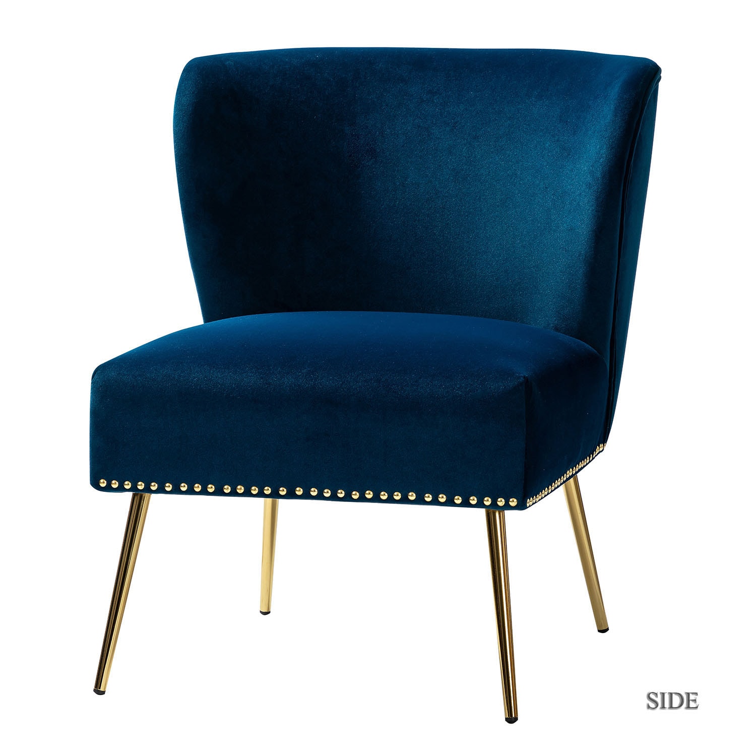 14 Karat Home CHM0106-NAVY Modern NAVY Velvet Accent Chair