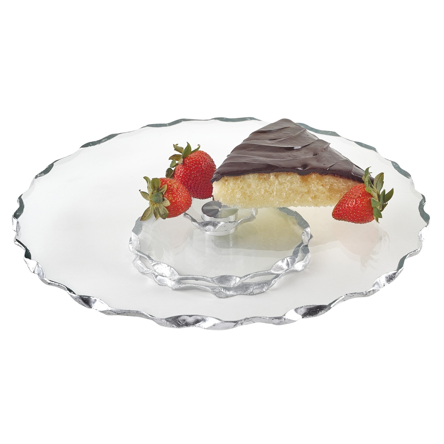 HomeRoots 4000375757 4-in x 13-in Silver Round Serving Tray
