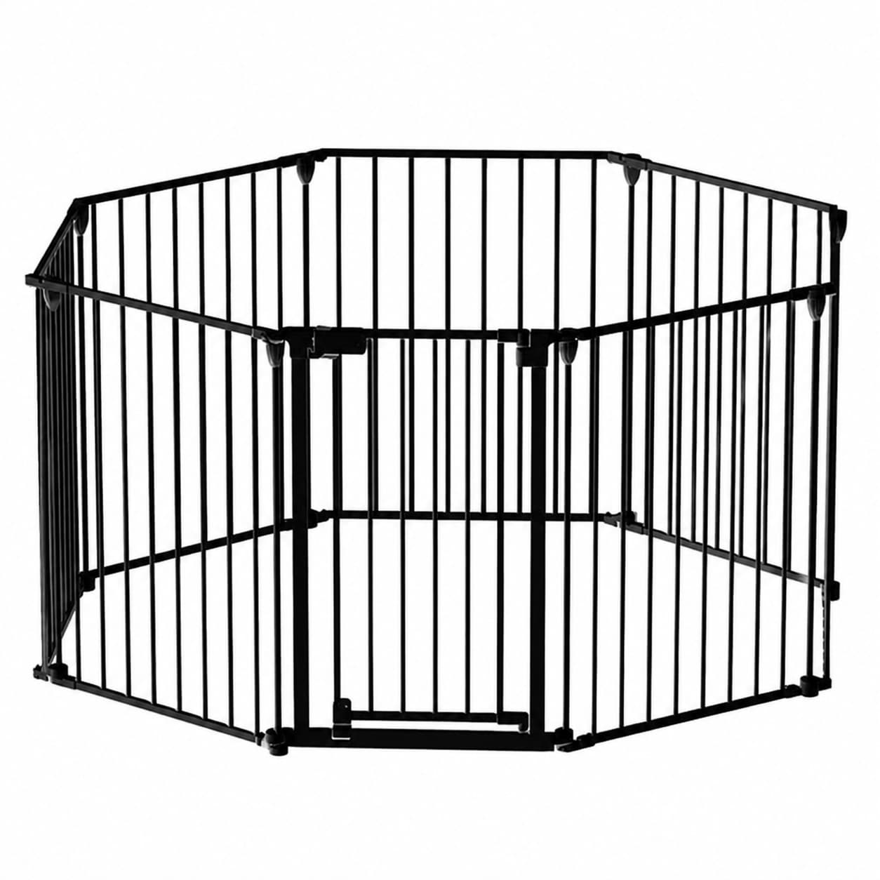 Etokfoks  Extra Wide Steel Baby Gate And Play Yard Eight Panel Child And Pet Safety Fence With Auto Close Double Lock Design 30 in Tall