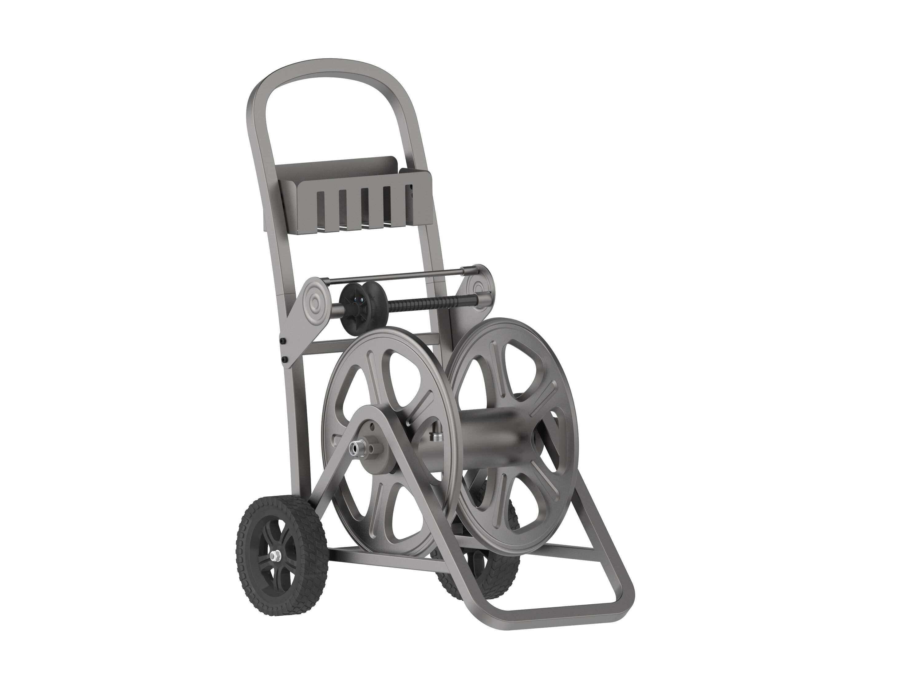 Glitzhome Portable Steel-Stainless Cart Garden Hose Reel, 250-ft
