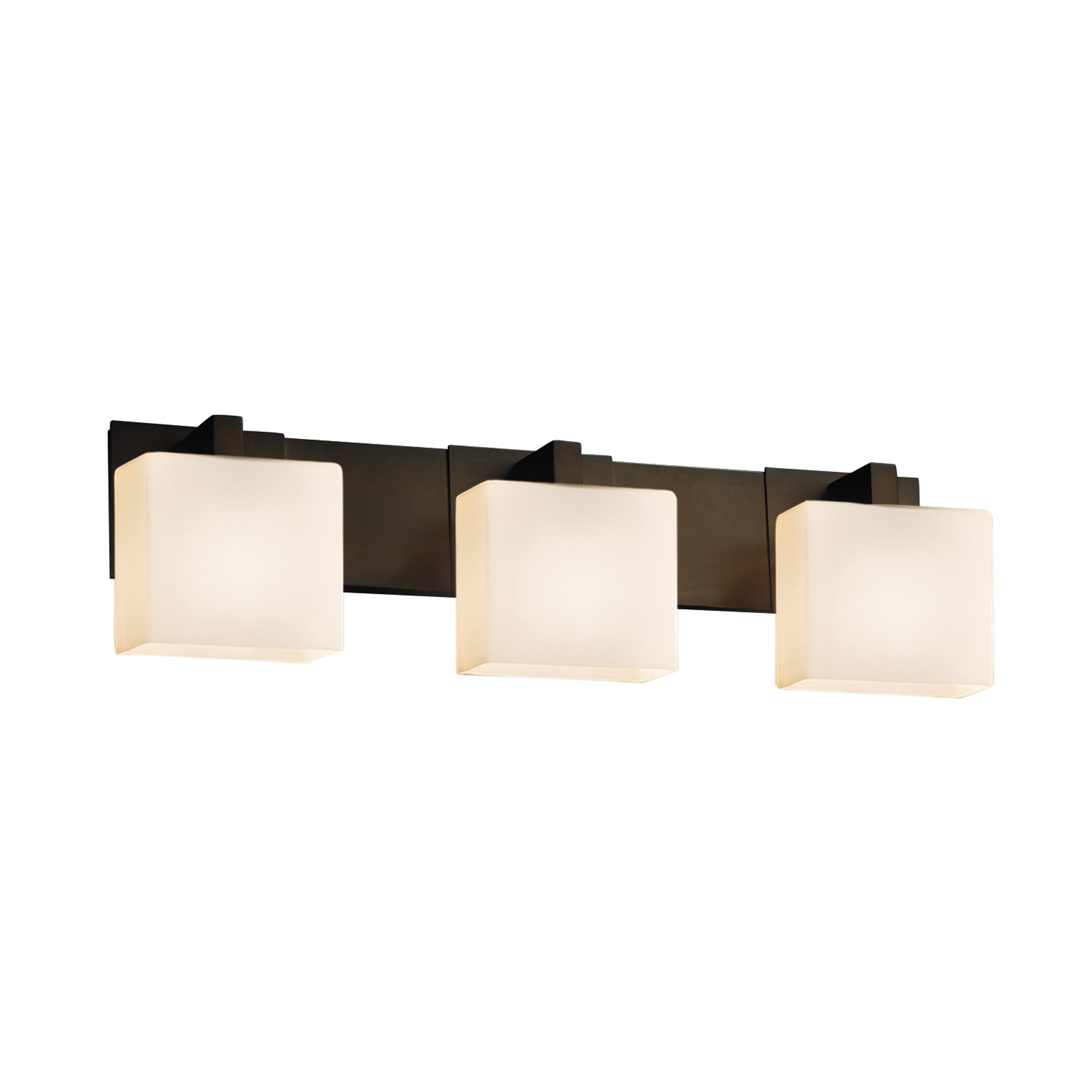 Justice Design Group FSN-8923-55-OP-DB-LD Fusion 27-in 3-Light Dark Bronze LED Glam Vanity Light