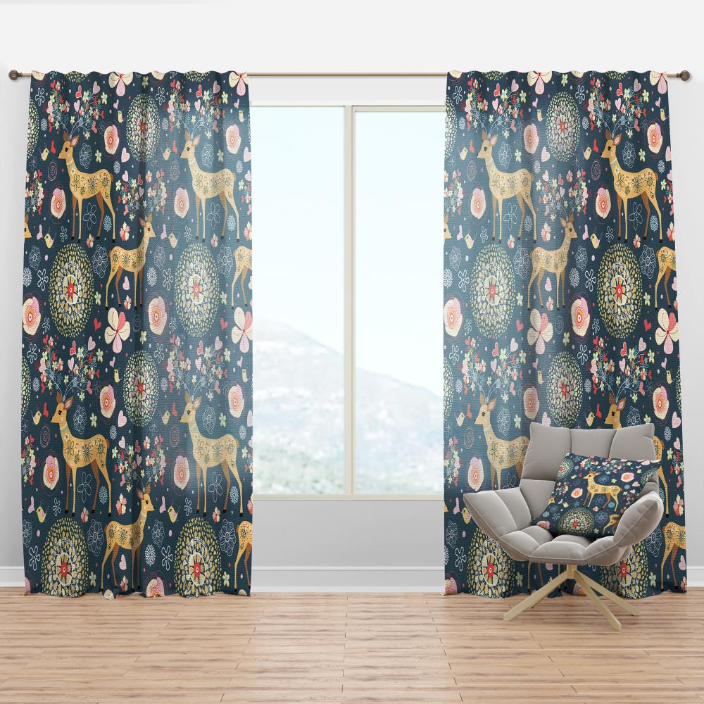 Designart CTN19193-52-84 84-Inches Blue Abstract Room darkening Thermal lined Rod pocket Single curtain panel