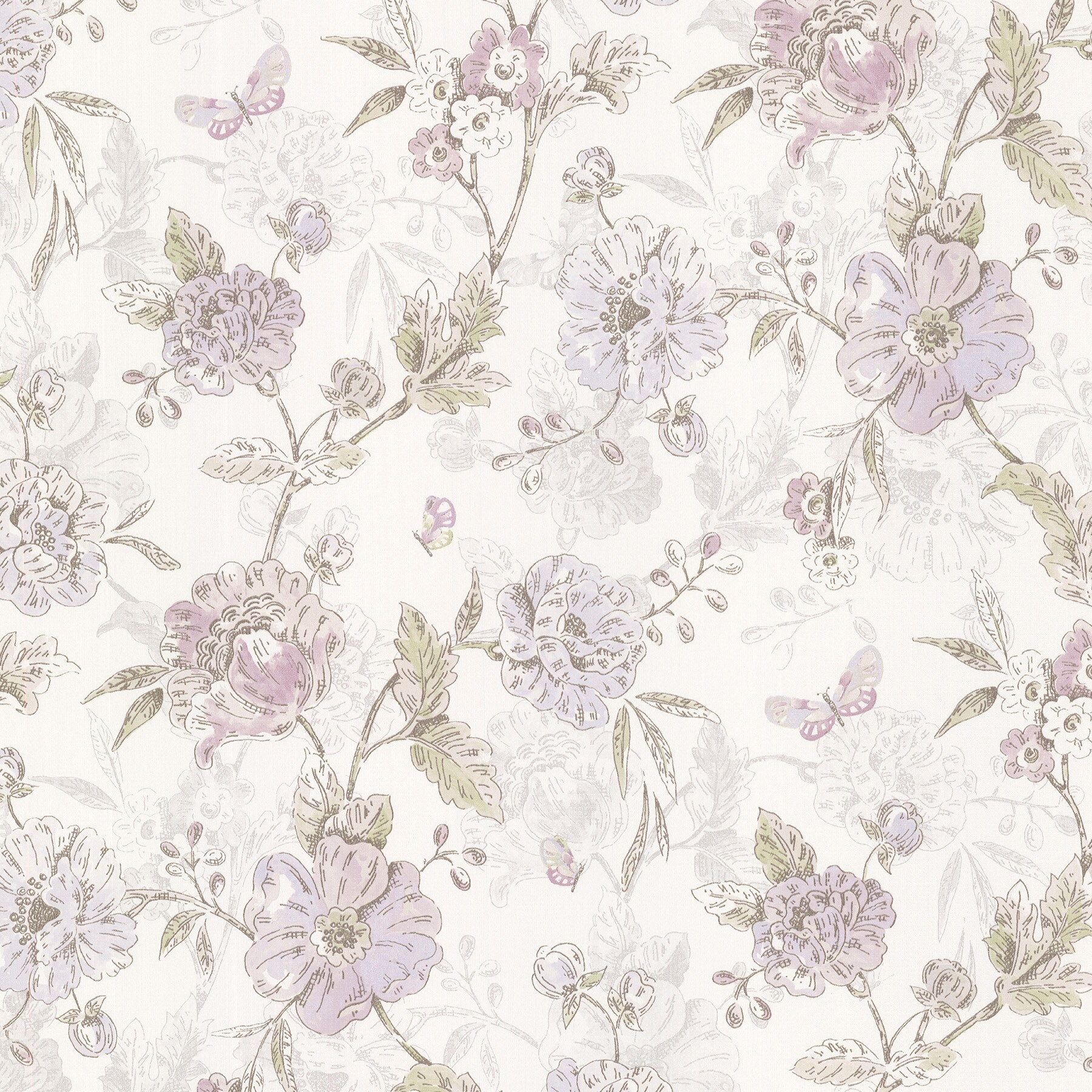 Brewster Kitchen And Bath Resource Iii 56 Sq Ft Purple Vinyl Floral Prepasted Wallpaper In The Wallpaper Department At Lowes Com