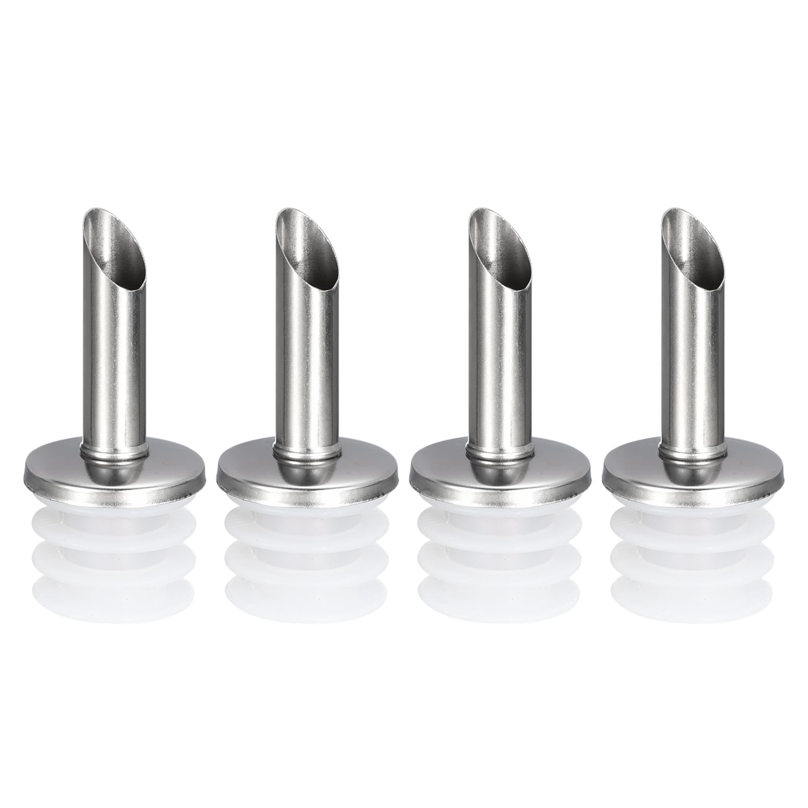 Unique Bargains Stainless Steel Bottle Pourers 4pcs Olive Oil Spout Wine Pourers Liquor Pour Spouts for Pours Liquid Olive Oil Wine Vinegar Most Liquor Bottles (White) #S25111000UX2050