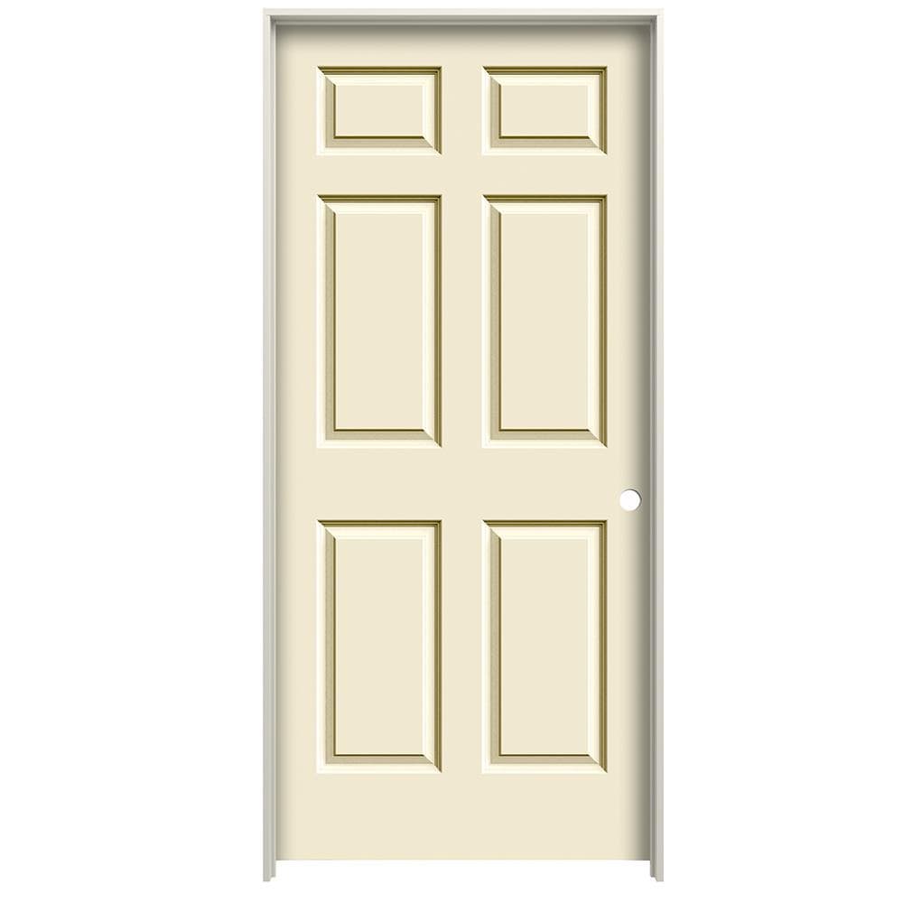 RELIABILT LO1003619 28-in x 80-in Cream-n-Sugar Hollow core 6-panel Left hand Smooth Prefinished Molded composite Flat Jamb Single Prehung Interior Door
