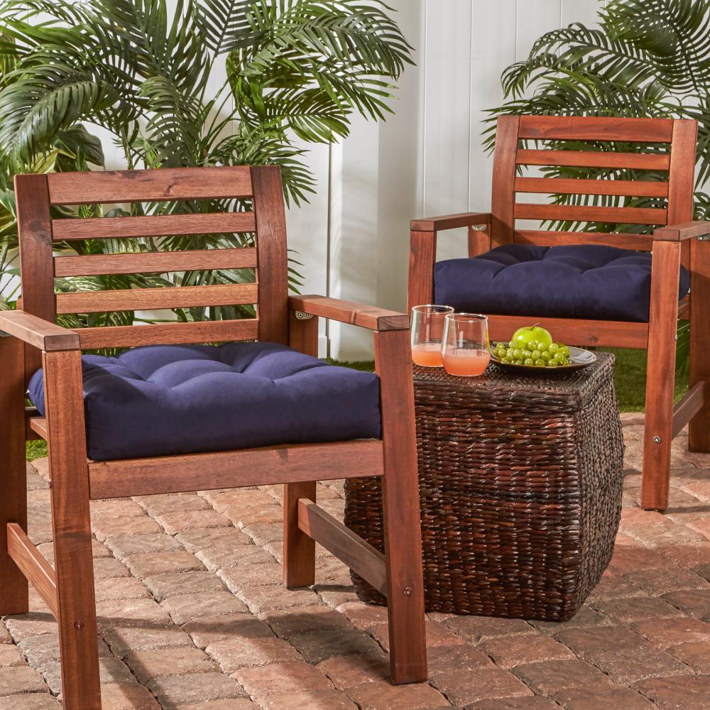 Greendale Home Fashions 20-in X 20-in 2-piece Navy Patio Chair Cushion 