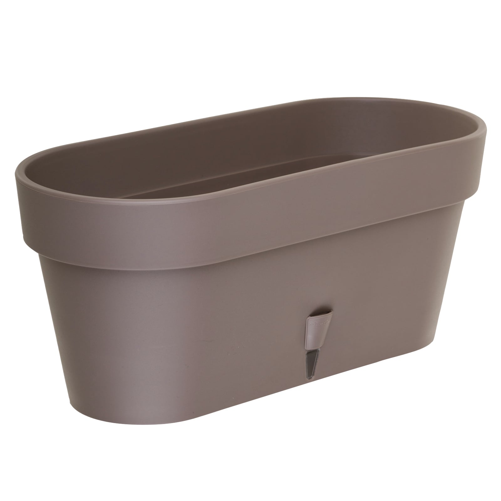 Decopots LAT156SHADE Round 6.7-in W Medium Brown Plastic Indoor/Outdoor Deck box planter with Self Watering