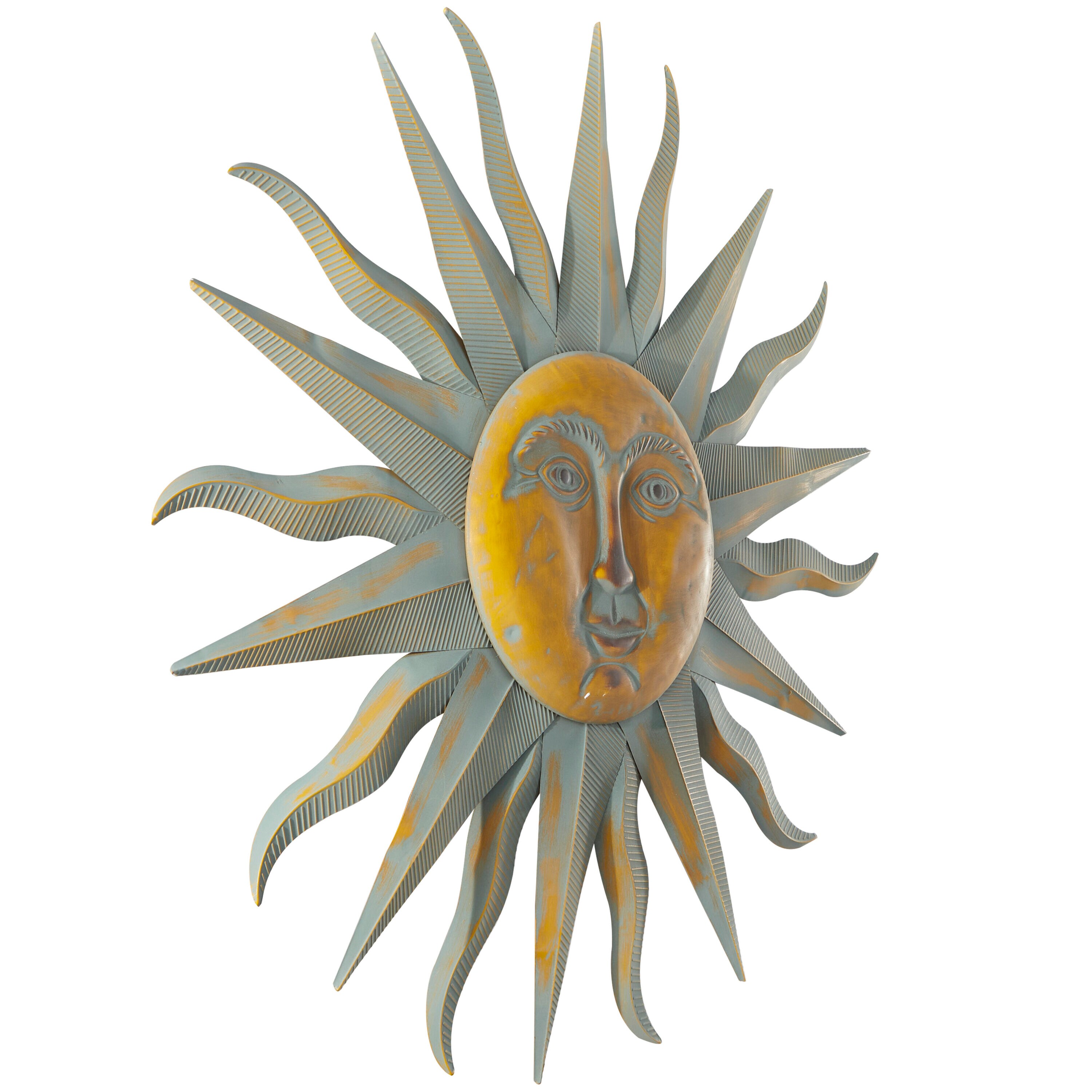 Gold Distressed Metal Sunburst Wall Sculpture