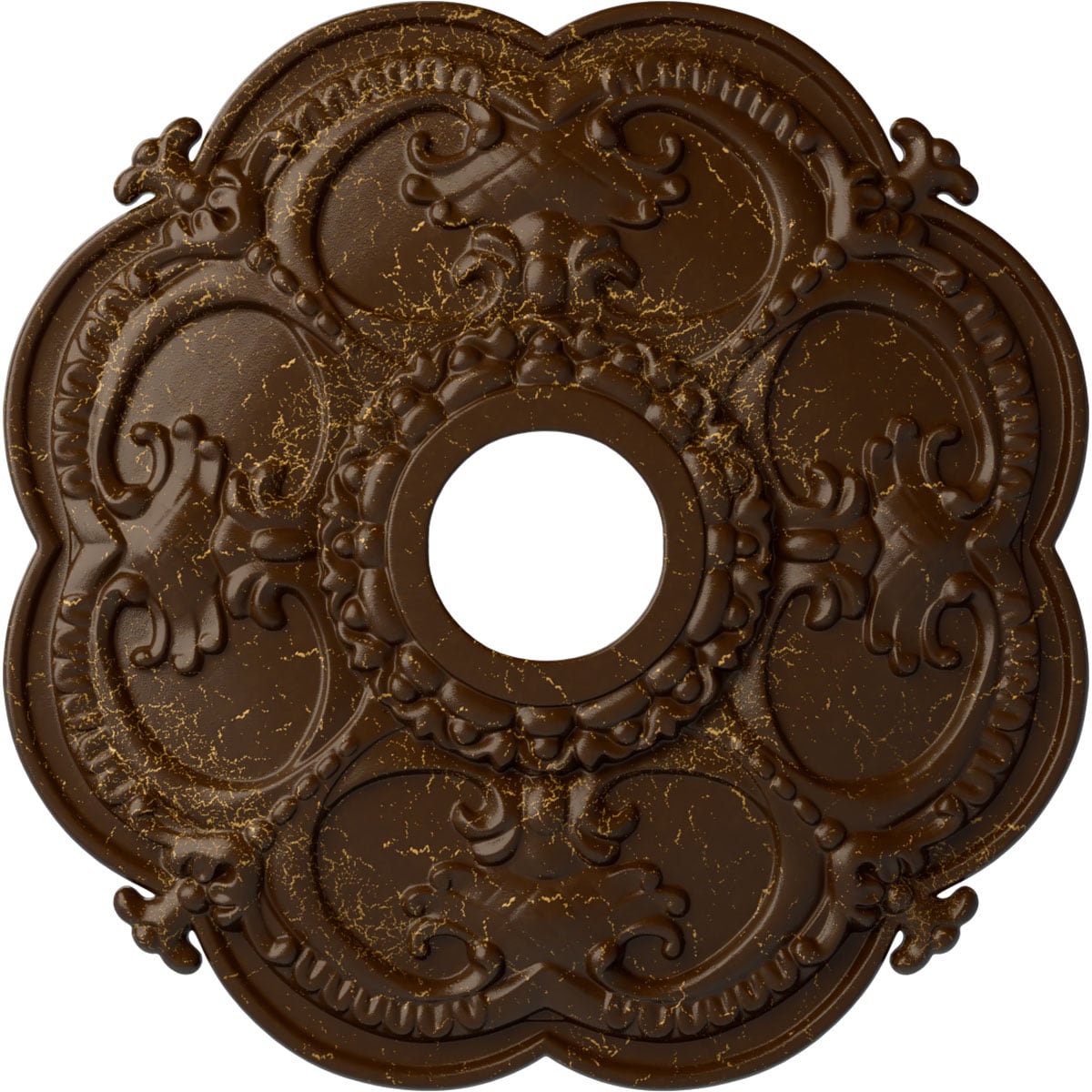 Ekena Millwork CM17RORBC Rotherham 18-in W x 18-in L Painted Root Beer Crackle Polyurethane Whole Ceiling Medallion