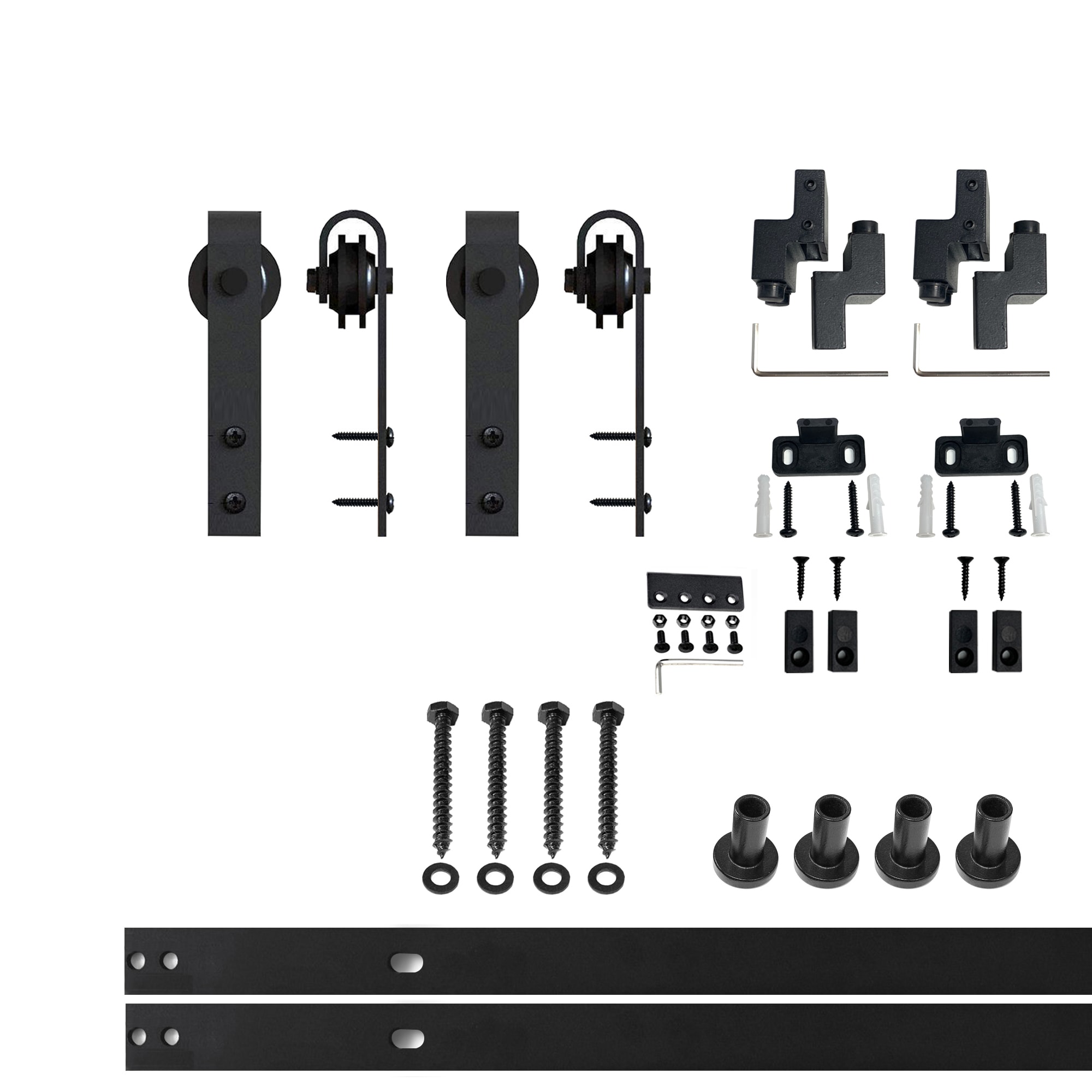 HOMACER YT2TGH054M 54-in Rustic black Black Indoor J-strap Single Barn door hardware kit