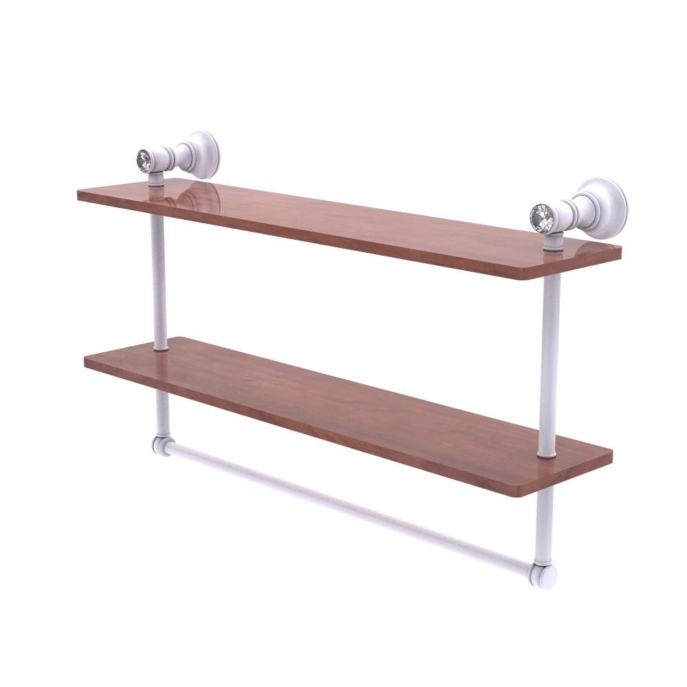 Allied Brass CC-2-22-TB-IRW-WHM Carolina Crystal Matte White 2 -Tier Wall mount Bathroom Shelf ( 22-in x 12.8-in x 5-in )