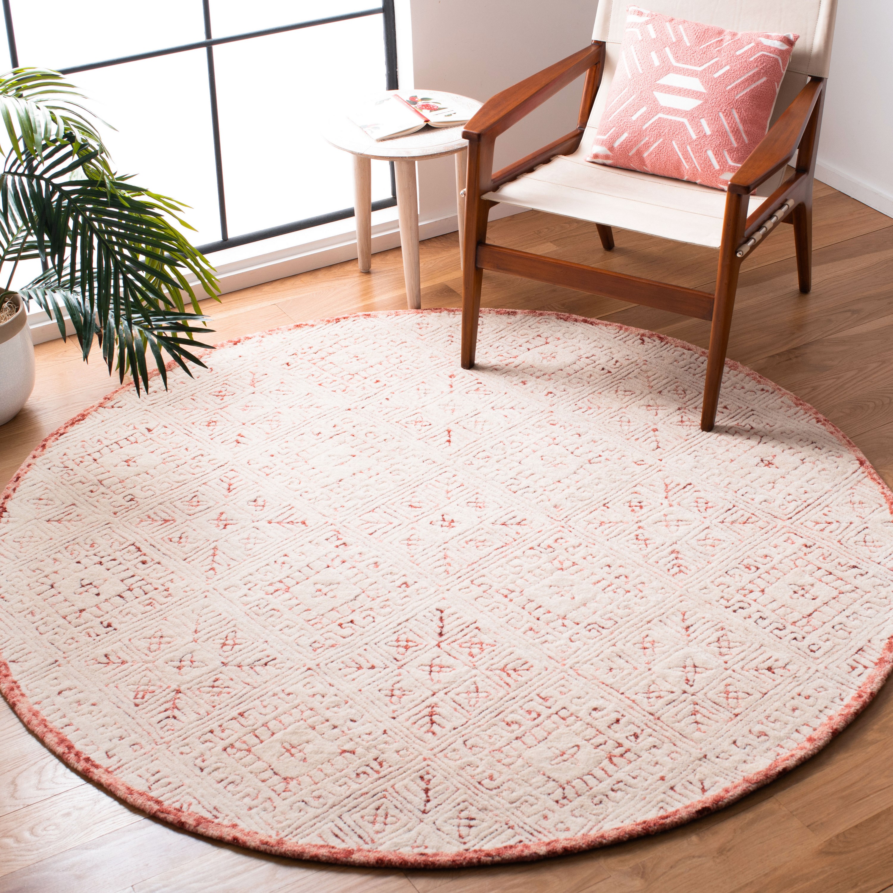 Safavieh GLM660U-6R Glamour Polias 6 x 6 (ft) Tufted Wool Pink/Ivory Round Indoor Abstract Area rug