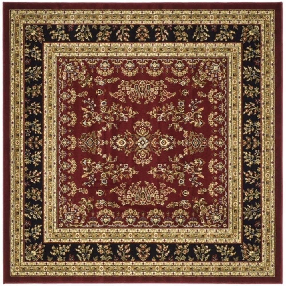 Safavieh LNH331B-6SQ Lyndhurst Hamadan 6 x 6 (ft) Loomed Polypropylene Red/Black Square Indoor Floral/Botanical Oriental Area rug