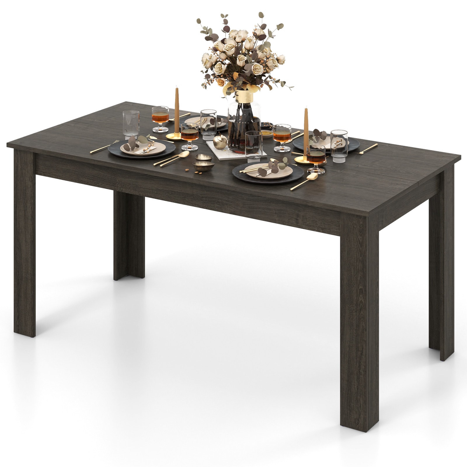 Volenca - Seats 6 Rectangular Manufactured Wood Dining Table with 63-in Top and 4 Block Legs