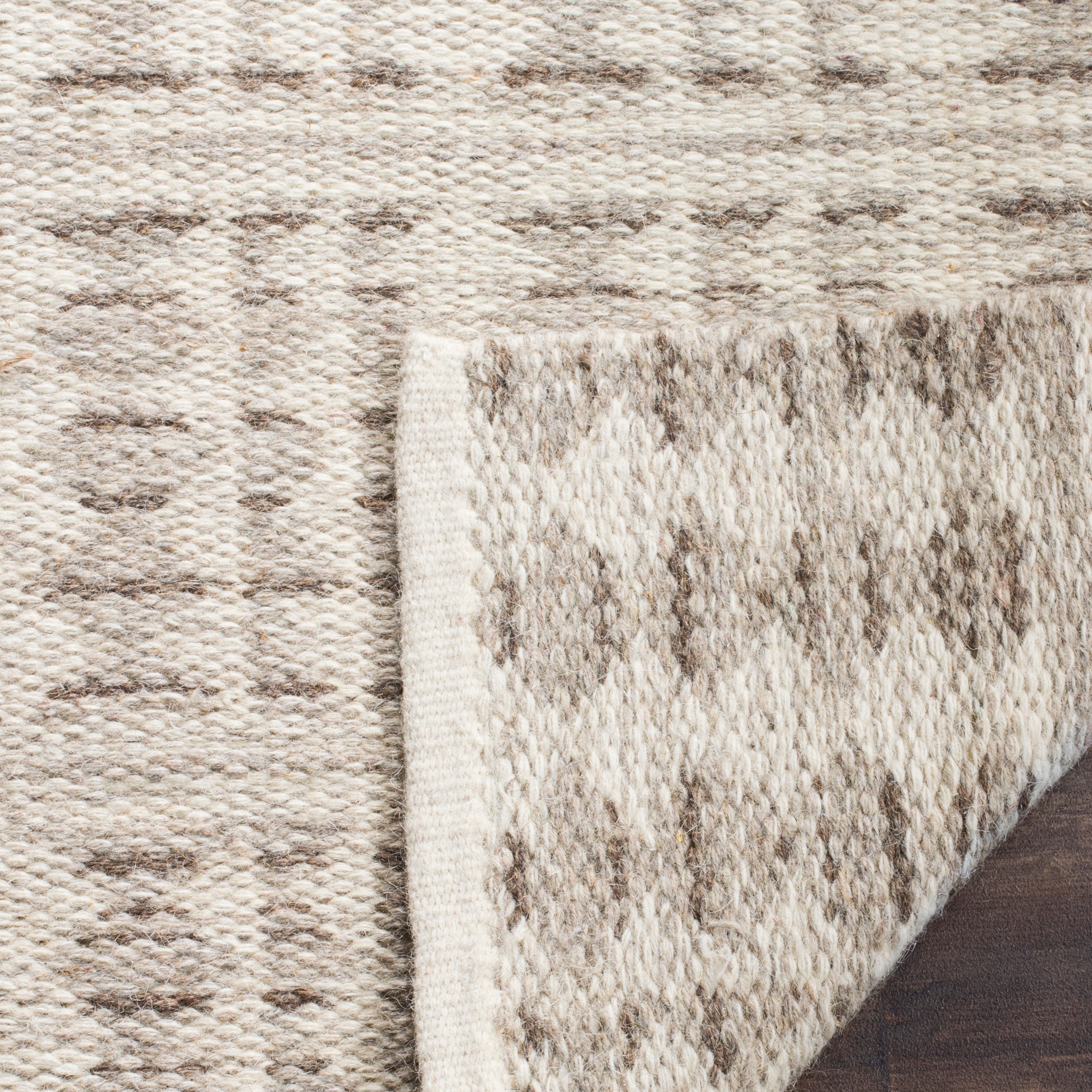 Ivory and Light Gray Handmade Wool 8' x 10' Area Rug