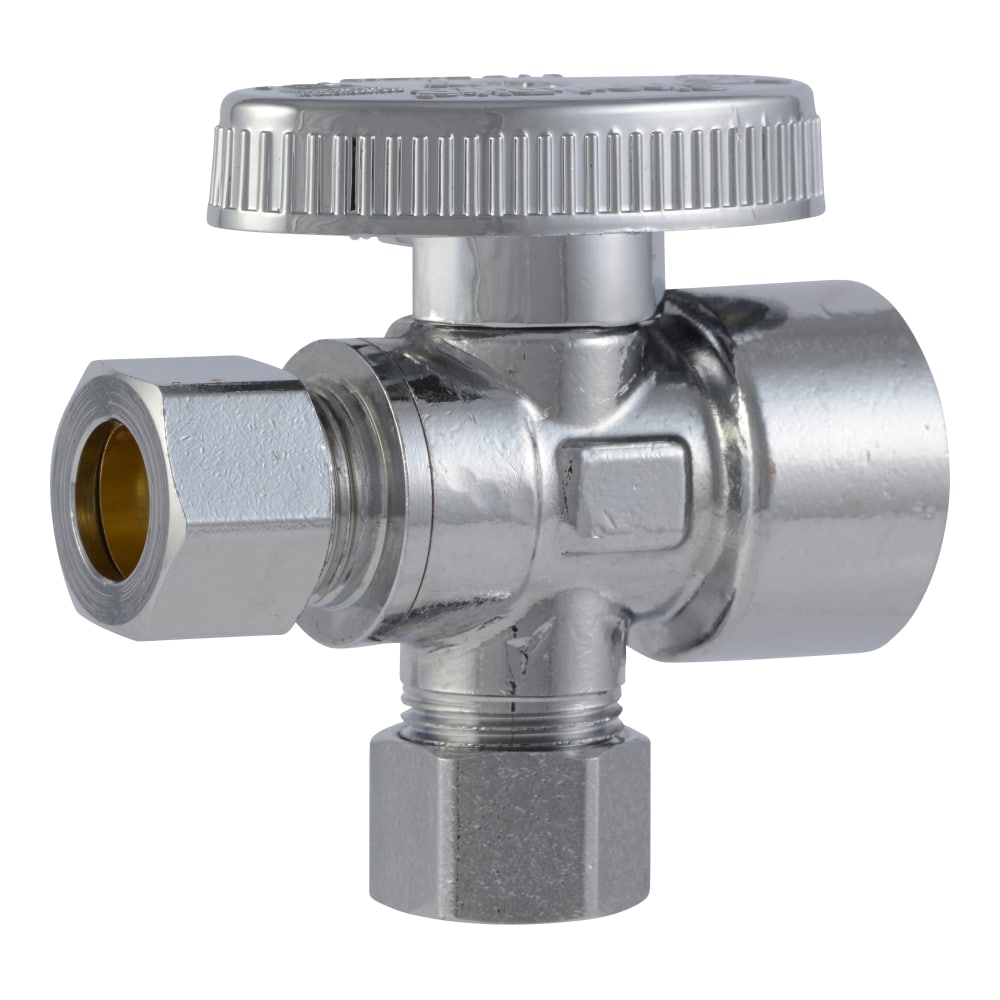 SharkBite 1/2-in FIP x 3/8-in OD Compression Brass Quarter Turn Dual outlet  valve in the Shut-Off Valves department at