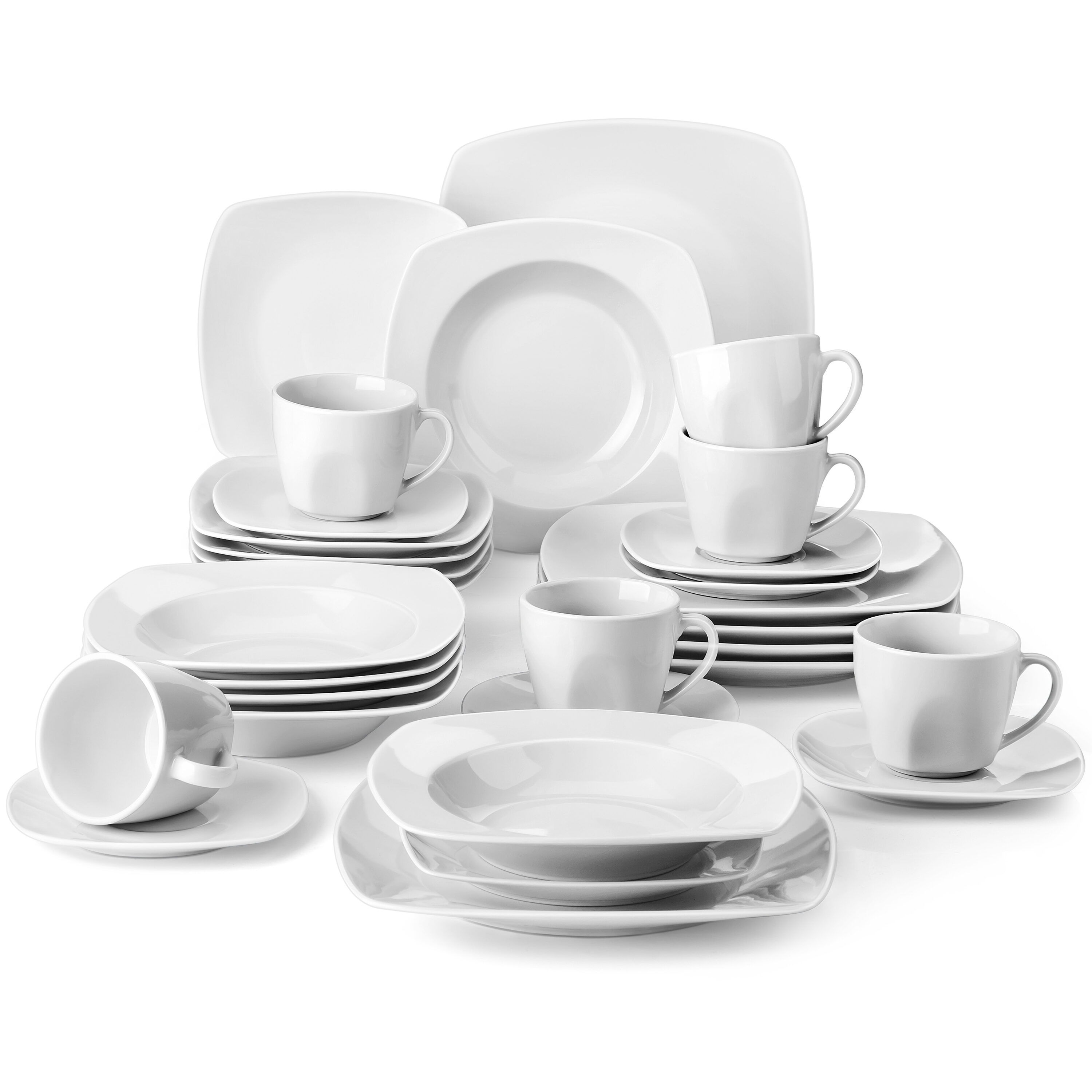 MALACASA Porcelain China Dinnerware Set - Service for 6