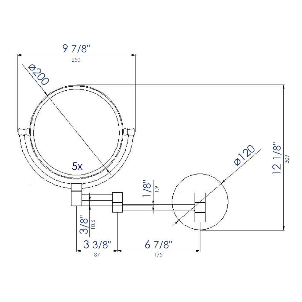 ALFI brand 9.88-in x 9.88-in Polished Brass Double-Sided Magnifying Wall-Mounted Vanity Mirror