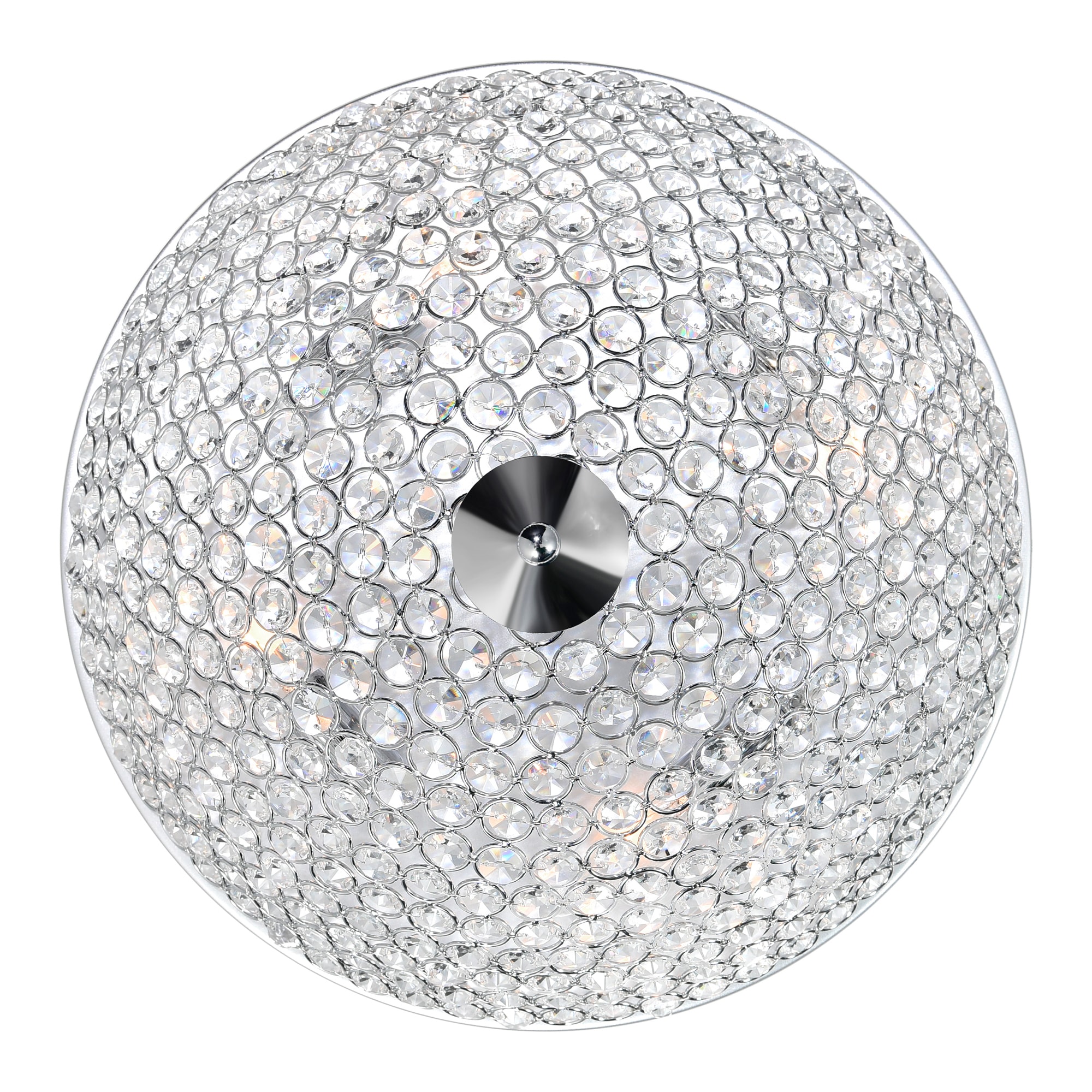 Chrome Crystal Bowl 4-Light Flush Mount Chandelier
