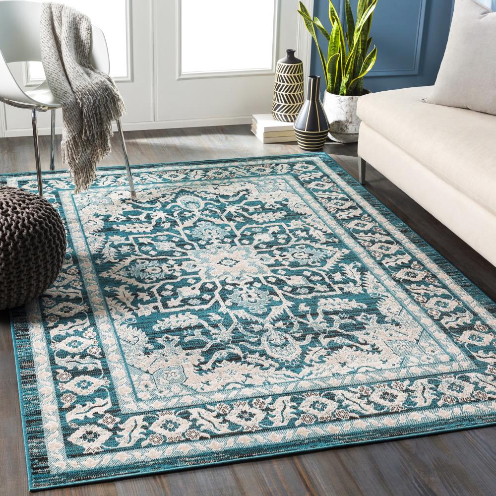 Surya Rafetus 5 X 8 (ft) Teal Indoor Medallion Oriental Area Rug at ...