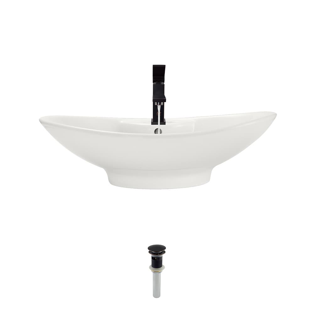 MR Direct Bisque Porcelain Vessel Oval Traditional Bathroom Sink With   11076853 