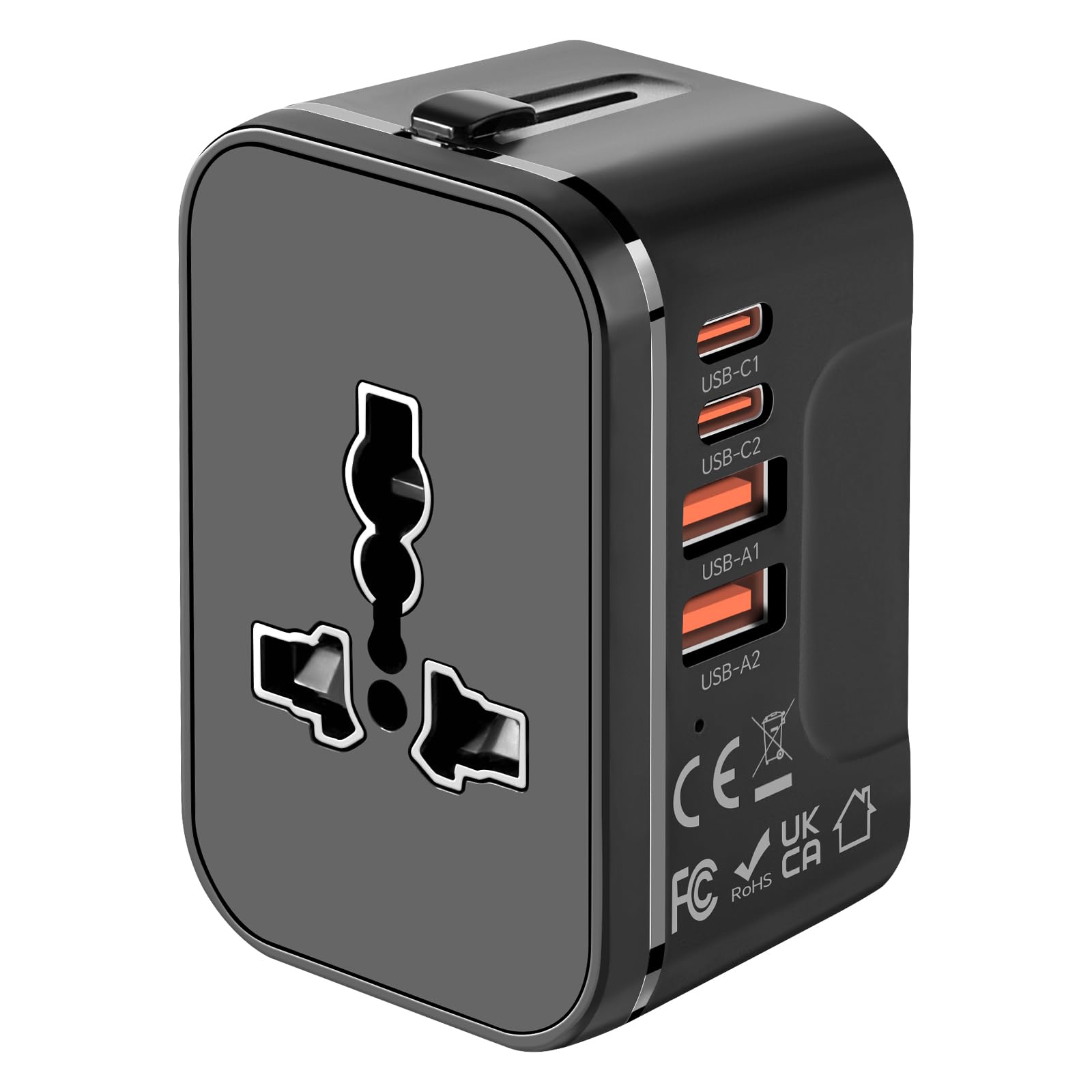 Yichuhaoxi  Universal Travel Adapter with 2 PD20W USB C 2 QC18W USB A Ports Fast Charging International Power Plug Adapter All in One Worldwide