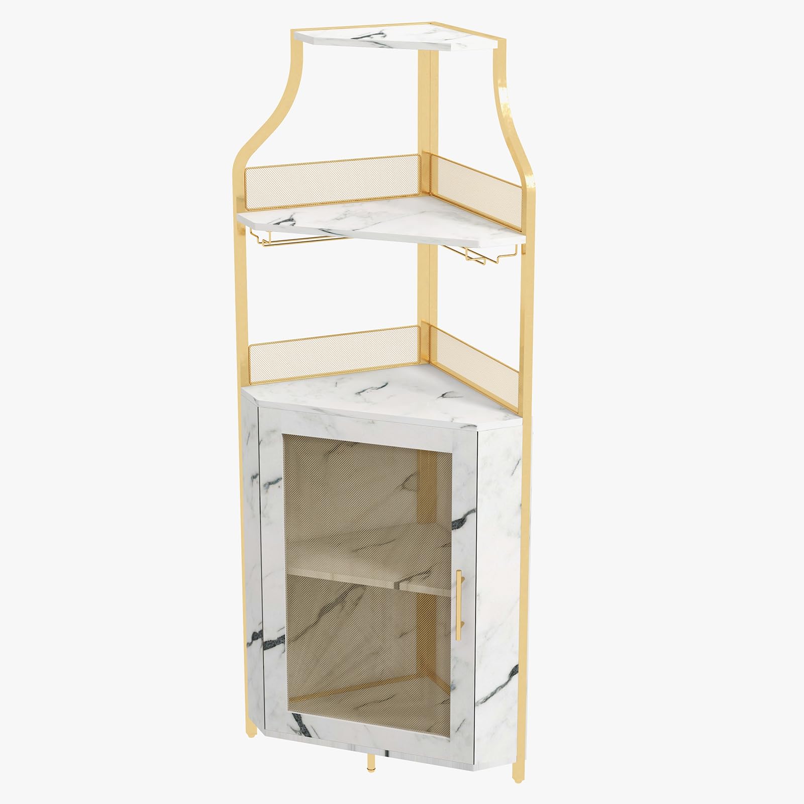GarveeLife 5 Tier Corner Wine Cabinet with Wine Rack Glass Holder ...