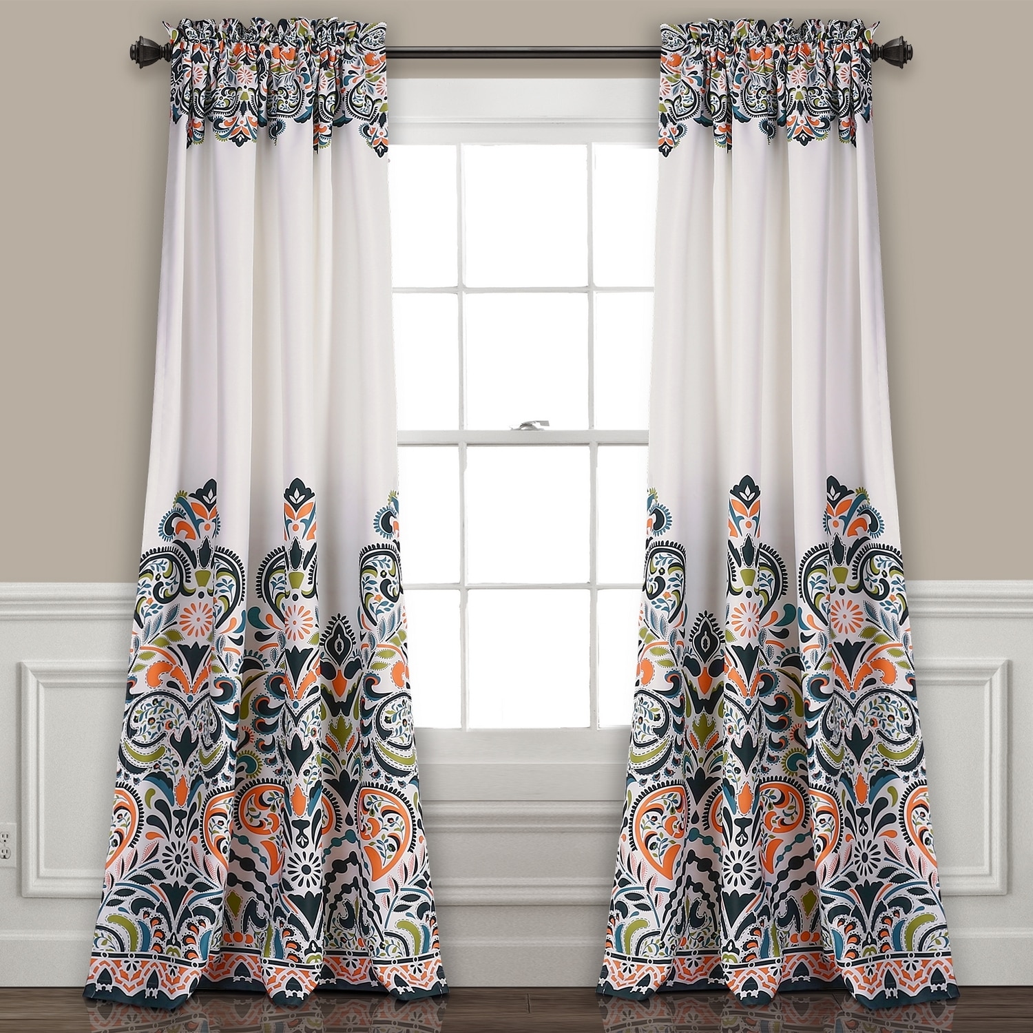 Lush Decor 16T002208 84-Inches Navy Light filtering Rod pocket Curtain panel pair