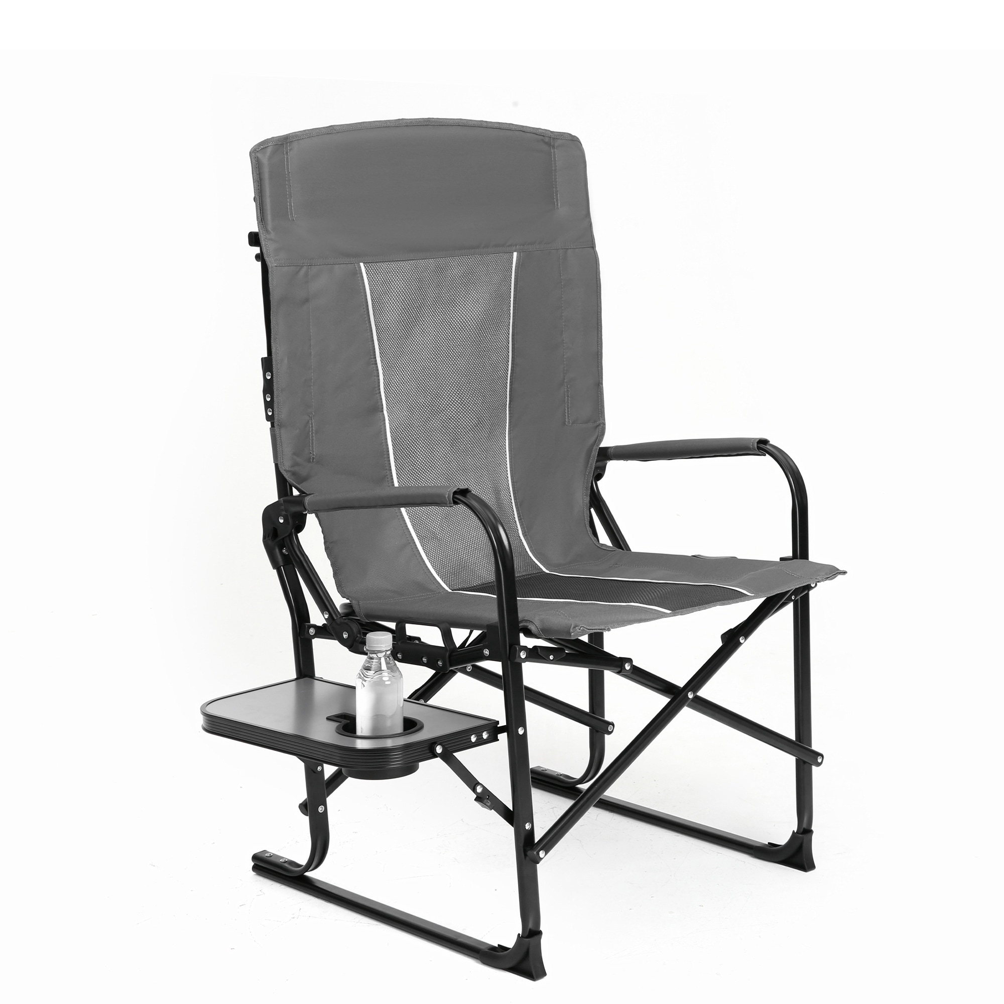 Mondawe MO-P2AC2417GGN2 Polyester Light Gray Folding Camping chair Adjustable and Carrying Strap/Handle Included