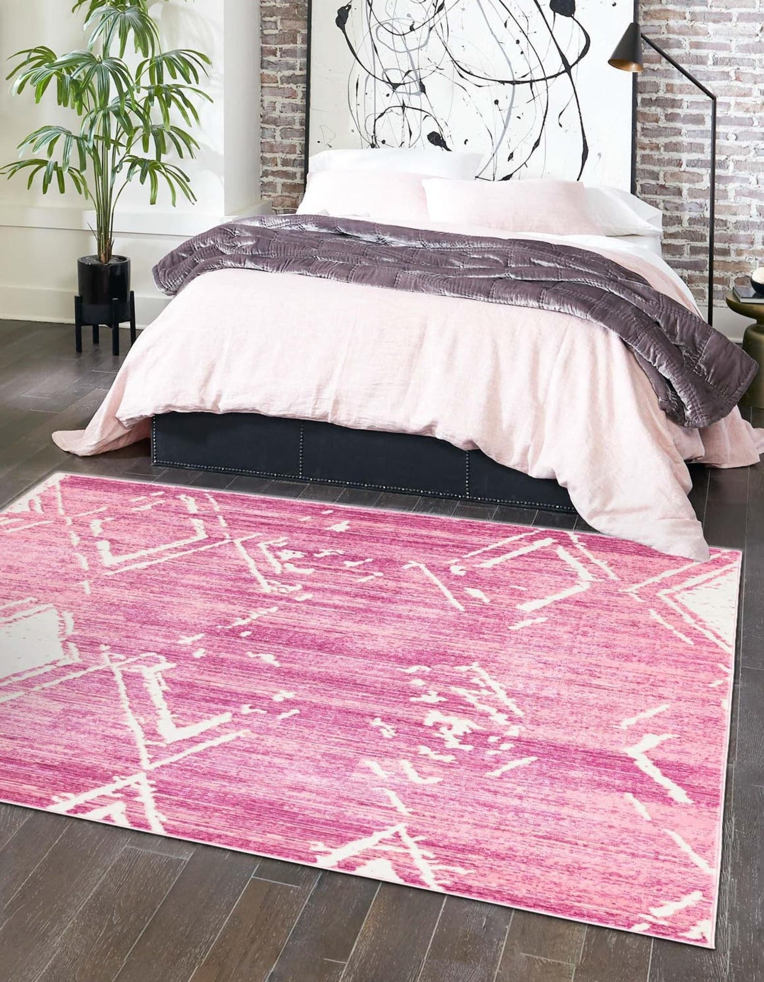 Unique Loom 3187093 Jill Zarin Uptown 8 x 8 (ft) Loomed Polypropylene Pink Square Indoor Trellis Coastal Area rug