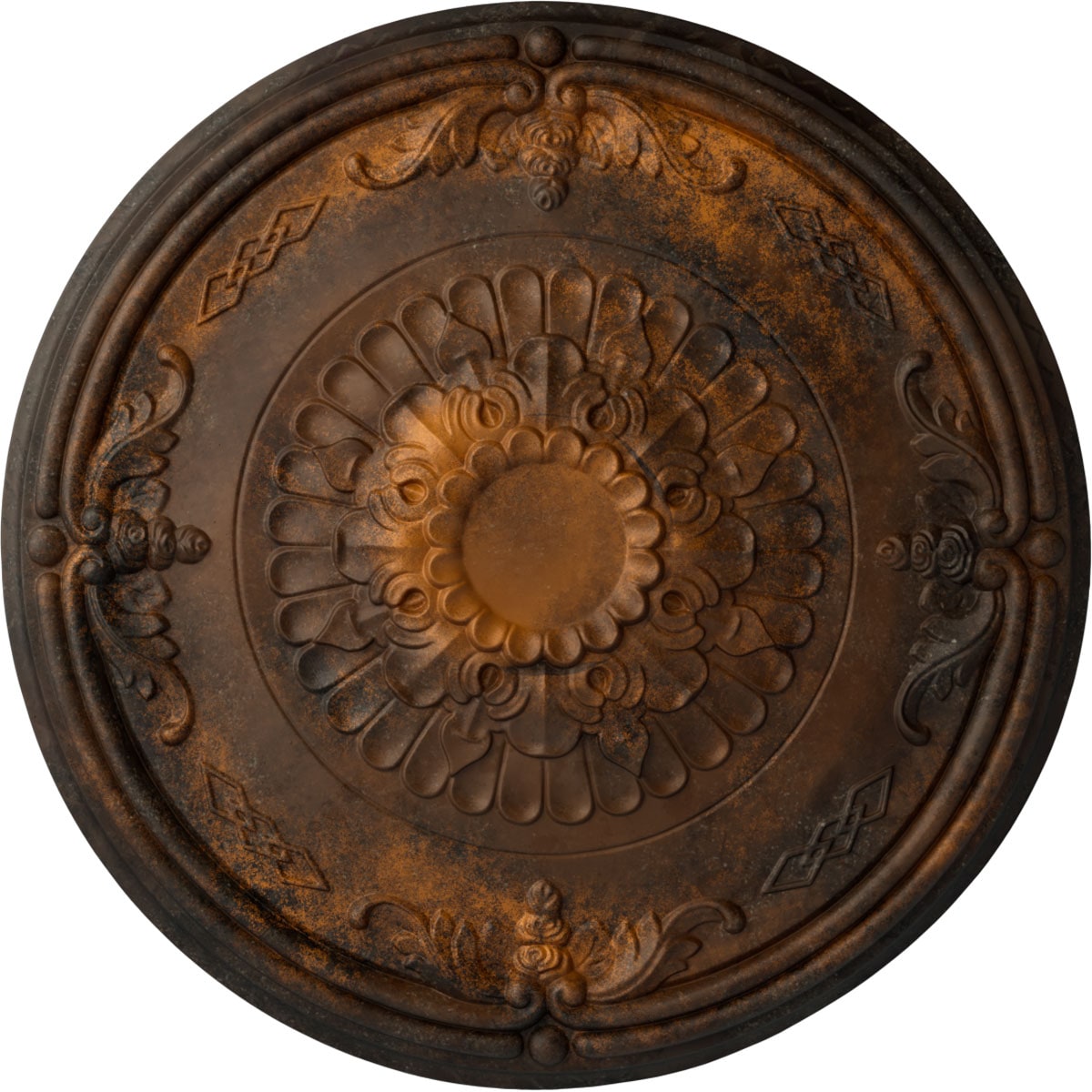 Ekena Millwork CM27ATRUS Athens 26.25-in W x 26.25-in L Painted Rust Polyurethane Whole Ceiling Medallion