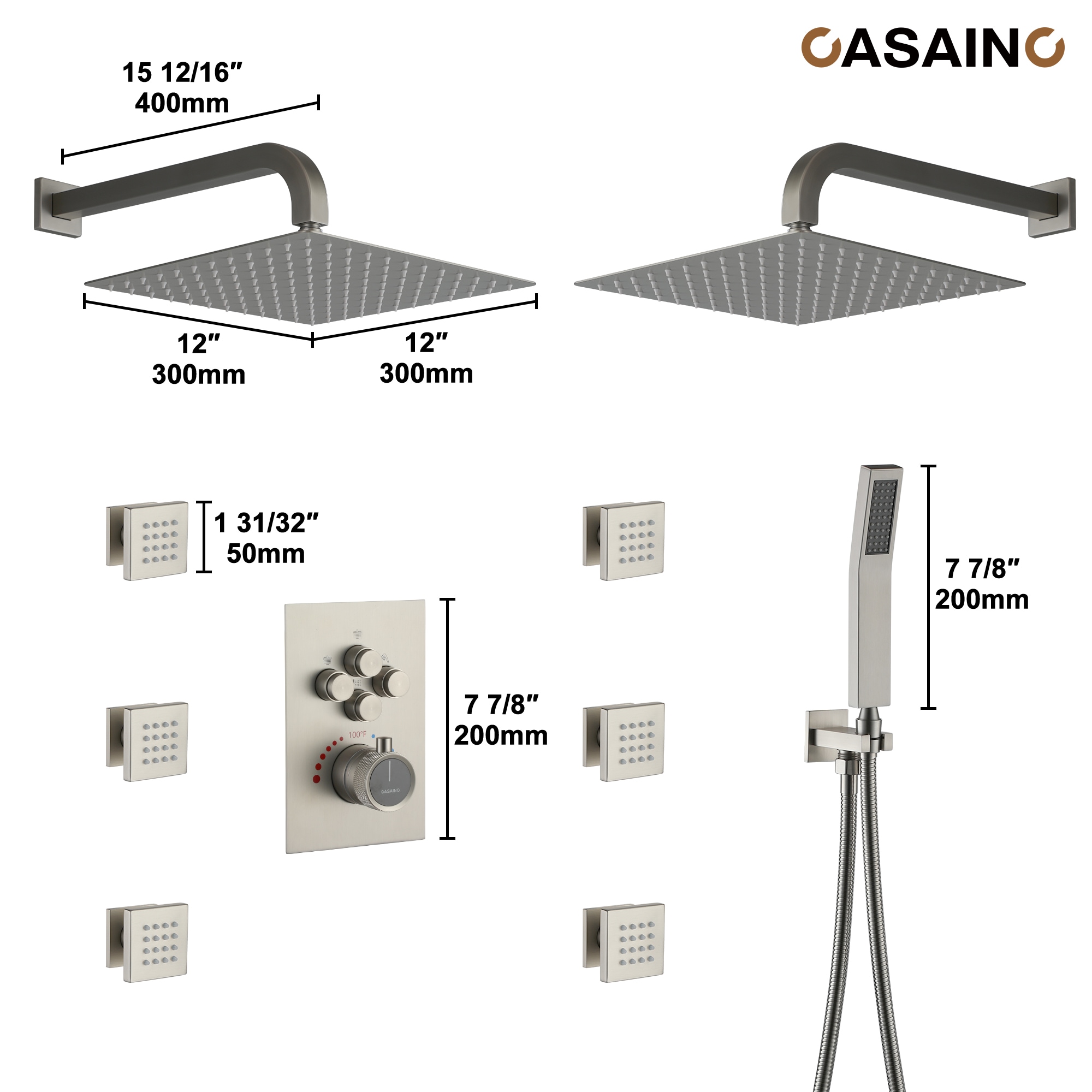 CASAINC CS6228-12BN Showerhead-Bar-Panels - View #5