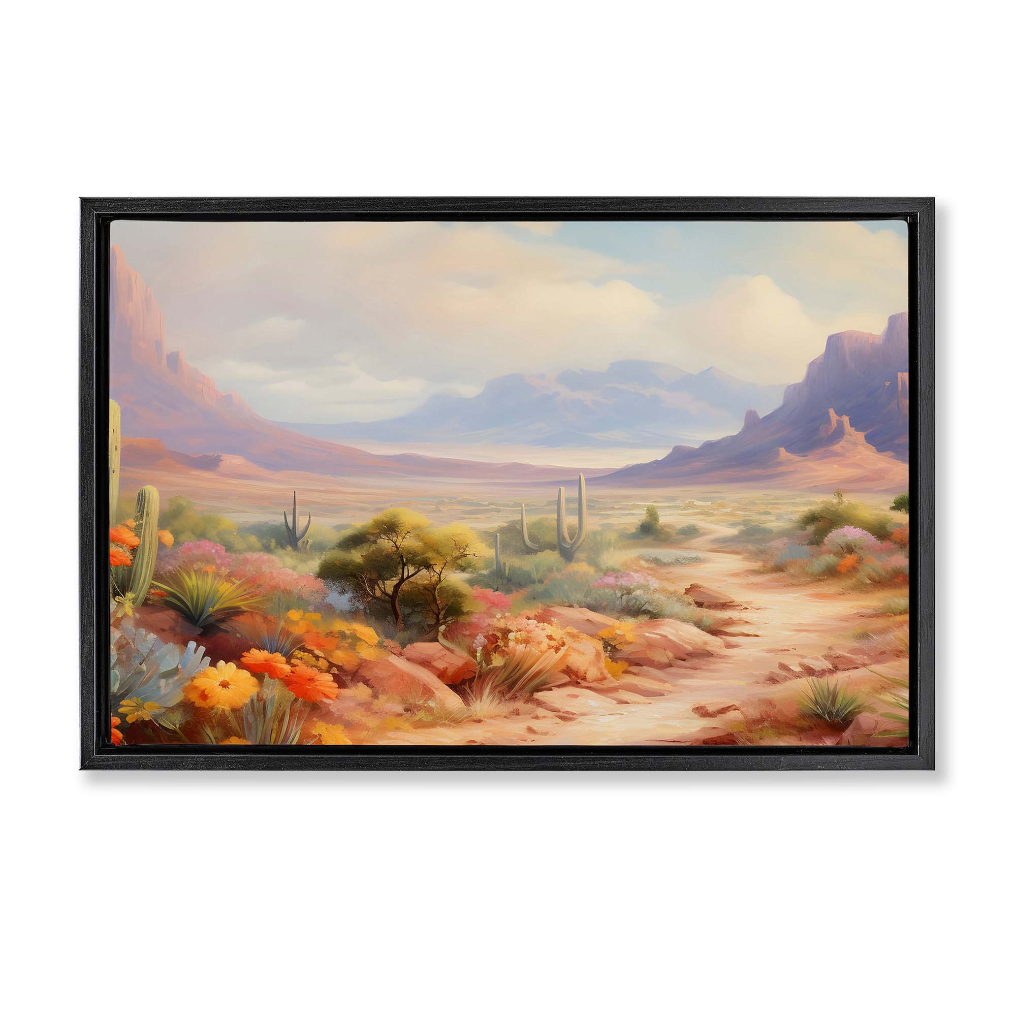 Stupell Industries BT-901-FFB-20X30 Flower Lined Desert Path Black Framed Floater Canvas Wall Art By Franklyn Gregory 31 x 21