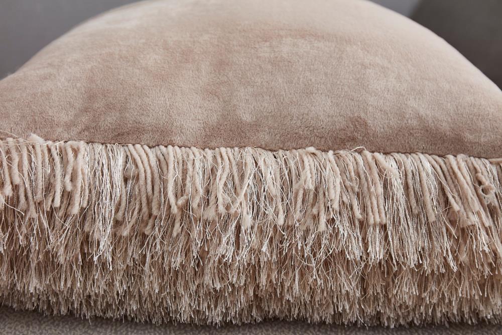 Amazing Rugs 18 in. x 18 in. Decorative Shaggy Pillow, Beige