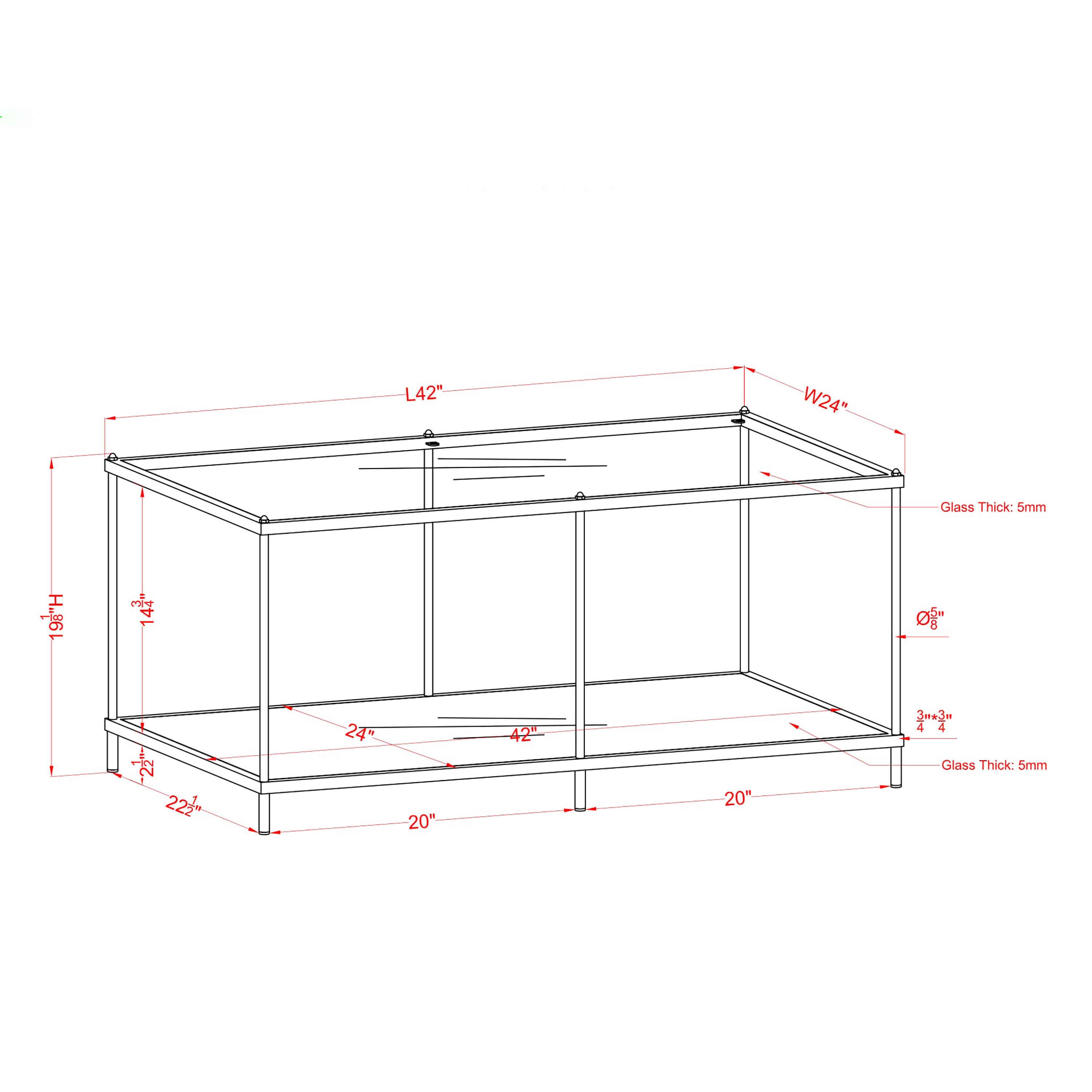 Furniture Of America Terrace Clear Glass Modern Coffee Table With 