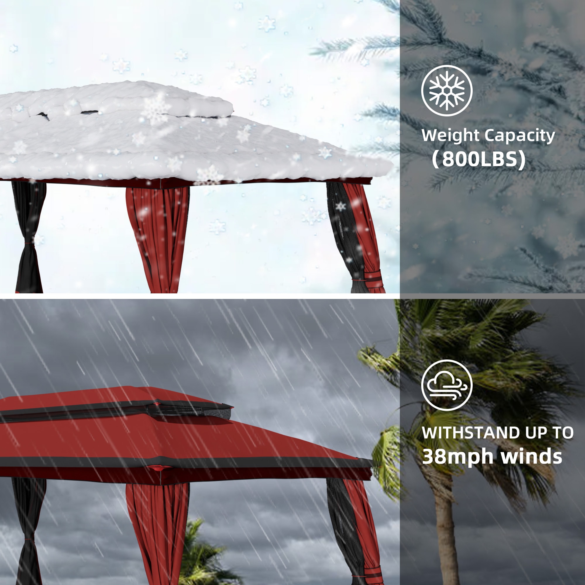 Gardenbee HGL-J22-RED Wood-Resin-Gazebos - View #4