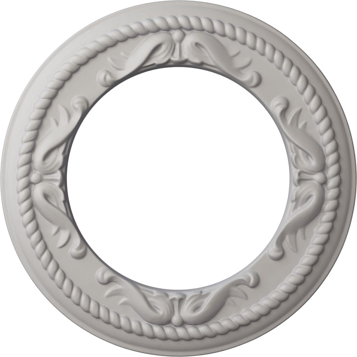 Ekena Millwork CM12MEUWF Roped Medway 12.25-in W x 12.25-in L Painted Ultra Pure White Polyurethane Whole Ceiling Medallion