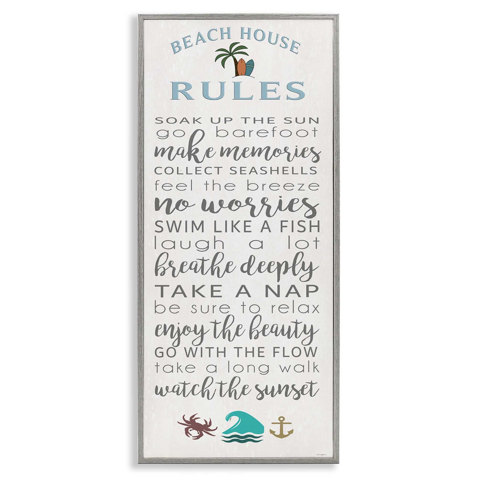 Stupell Industries BT-560-GFF-13X30 Fun Activities Beach House Rules Framed Giclee design by Seven Trees Design