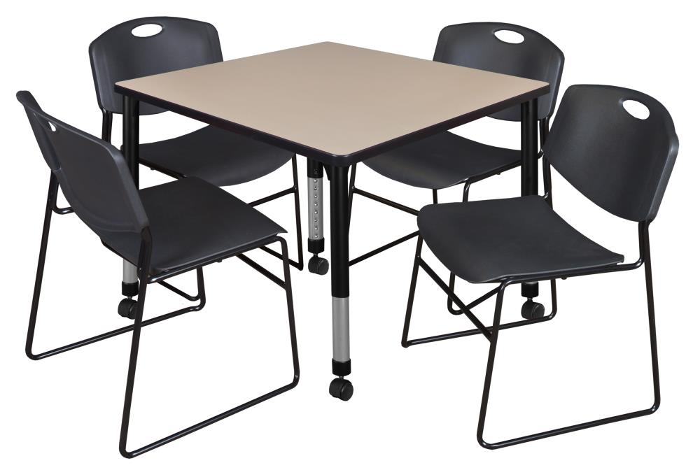Regency TB3636BEAPCBK44BK Classroom Tables Off-White 4-Person Training Table (36-in W x 34-in H)