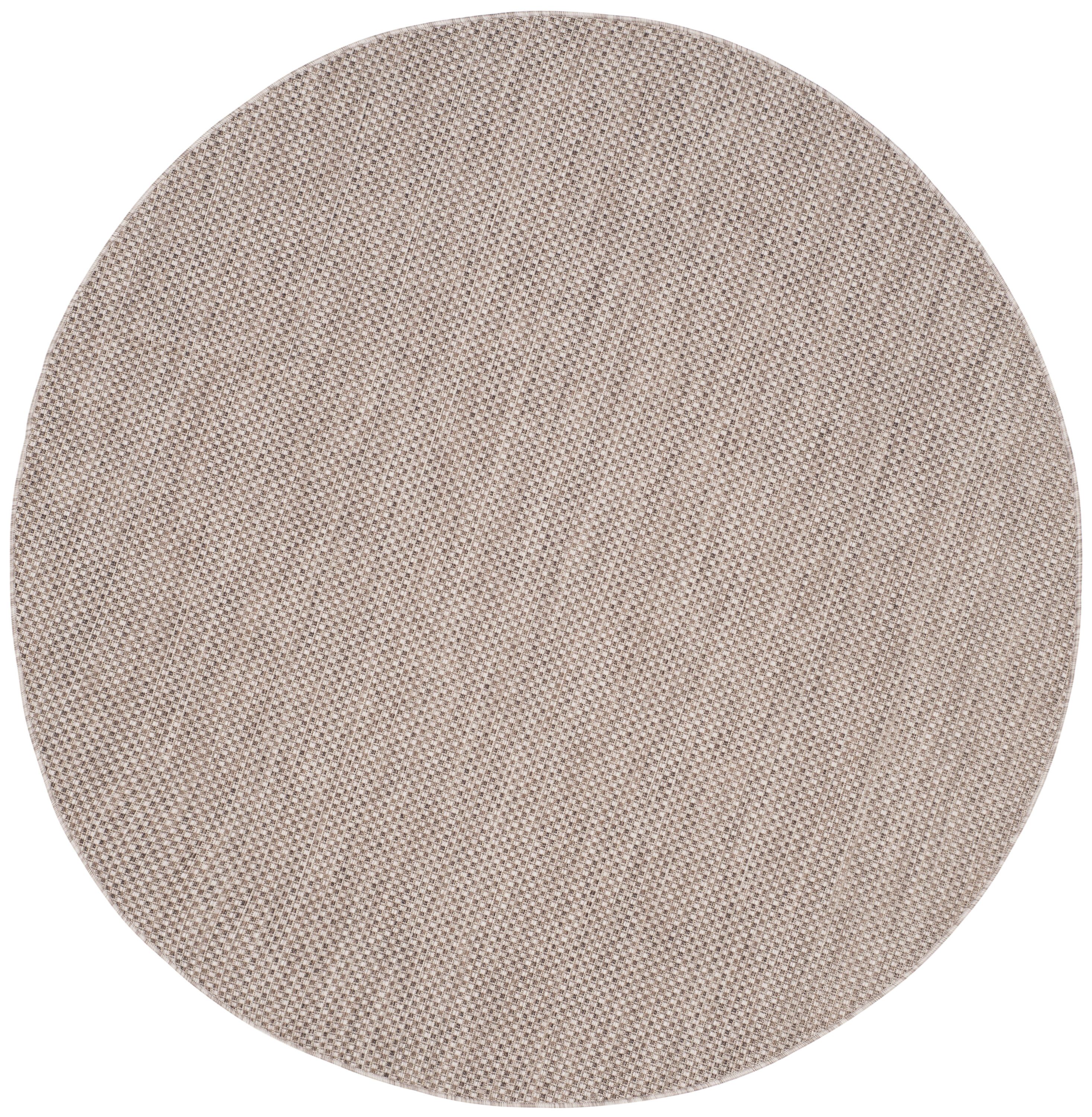 Beige and Brown Round Synthetic Outdoor Area Rug