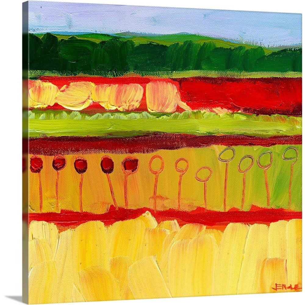 GreatBigCanvas JL0120066-24-24X24 Skagit Fields In Red No 1 Jennifer Lommers 24-in H x 24-in W Abstract Print on Canvas