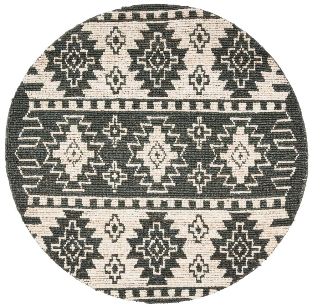 Safavieh BOH704F-6R Bohemian Mantal 6 x 6 (ft) Loomed Jute Gray/Beige Round Indoor Bohemian/Eclectic Area rug