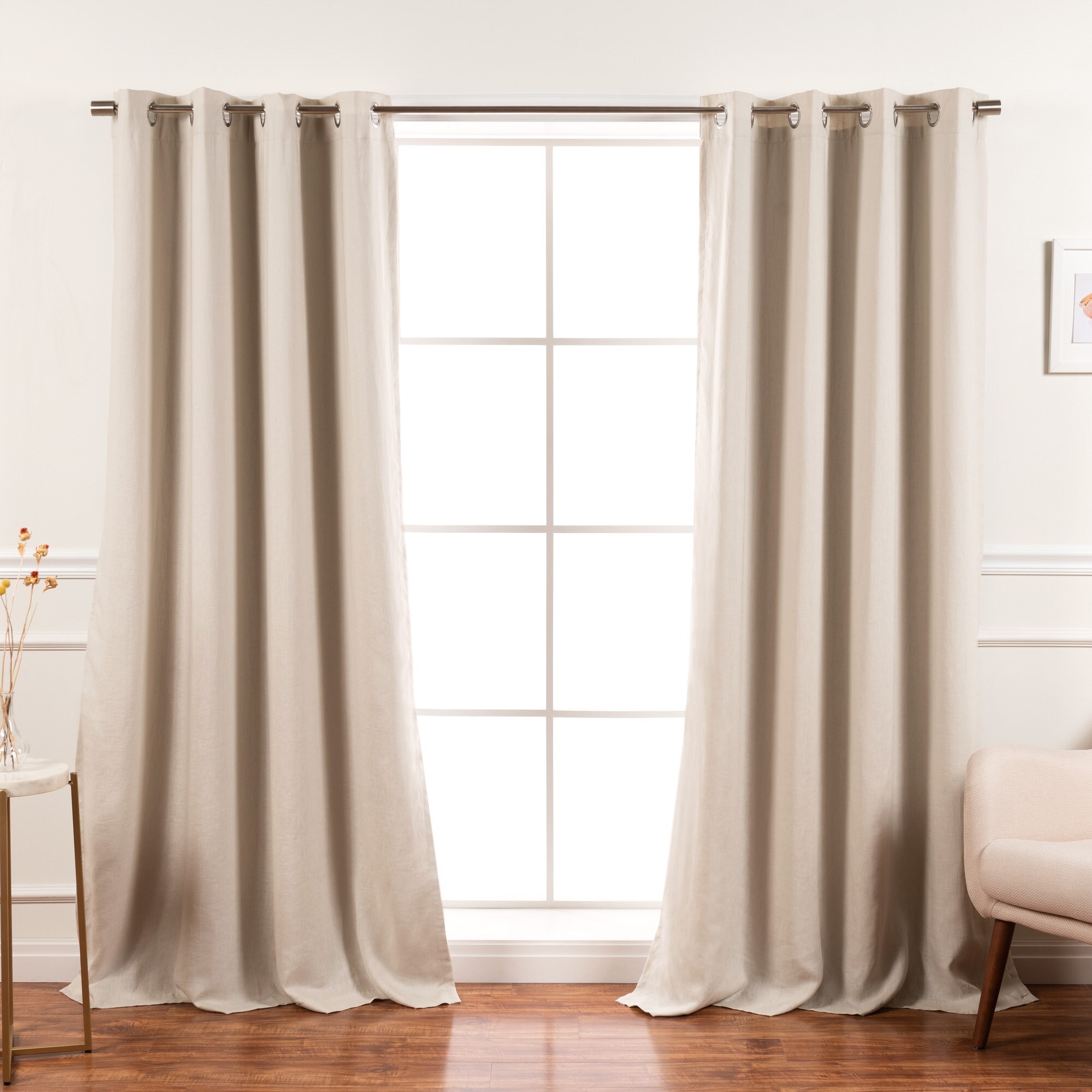 Best Home Fashion YK-05-GS-BO-84-NATUR 84-Inches Natural Blackout Thermal lined Grommet Curtain panel pair