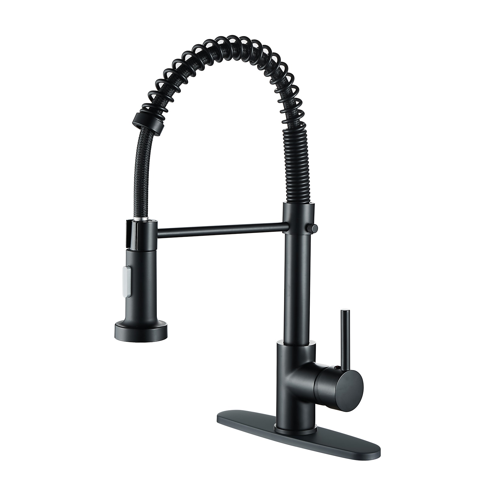 Cobbe LSKFT0202B Black Single Handle Deck-mount Kitchen Faucet with Sprayer ( Deck Plate Included )