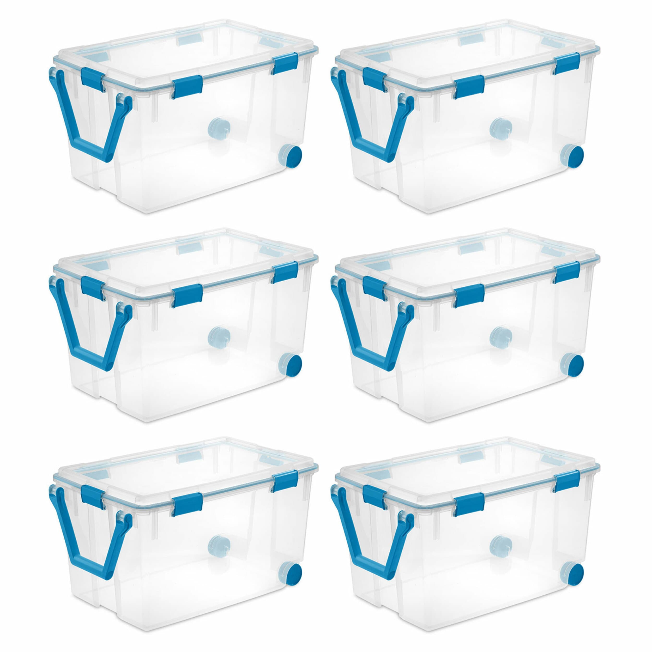 Sterilite 200874 6 -Pack Large 30 -Gallons ( 120 -Quarts ) Clear Weatherproof Rolling Stackable Tote with Latching Lid