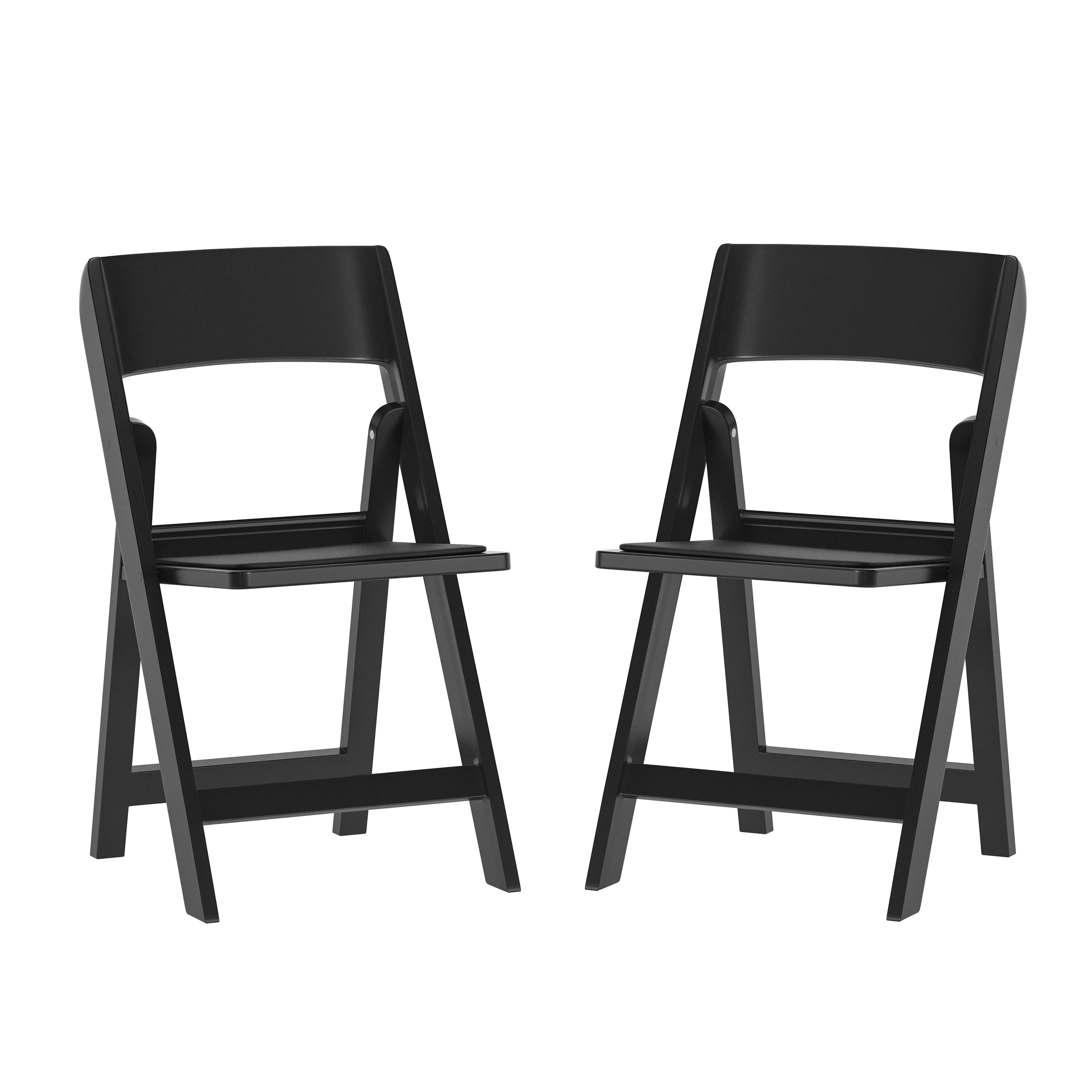 Flash Furniture - Hercules Tucker Set of 2 Black Lightweight Foldable Chairs with Removable Black...